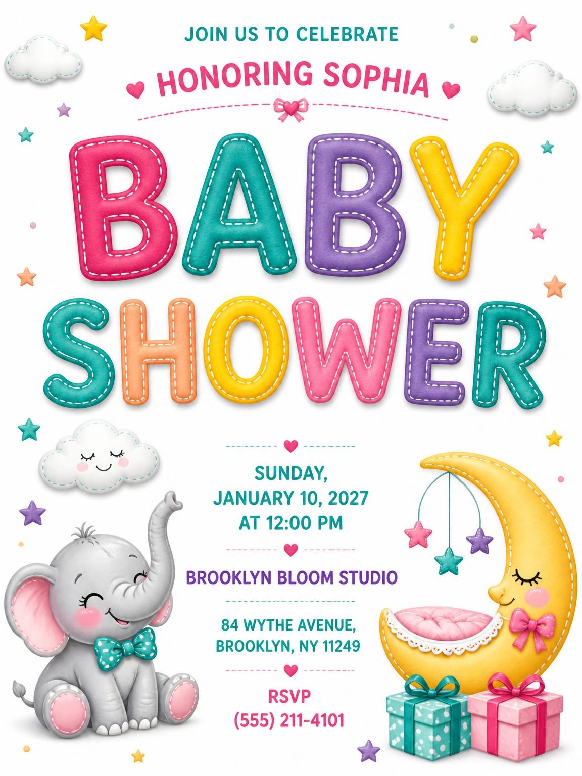 Baby Elephant Baby Shower Invitation