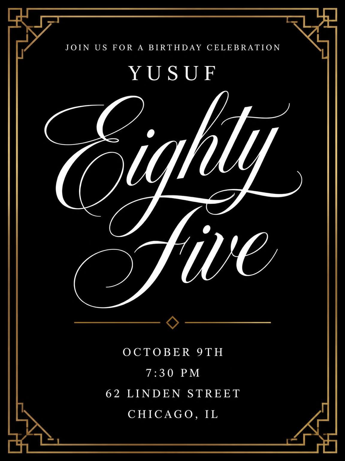 Art Deco 85th Birthday Invitation