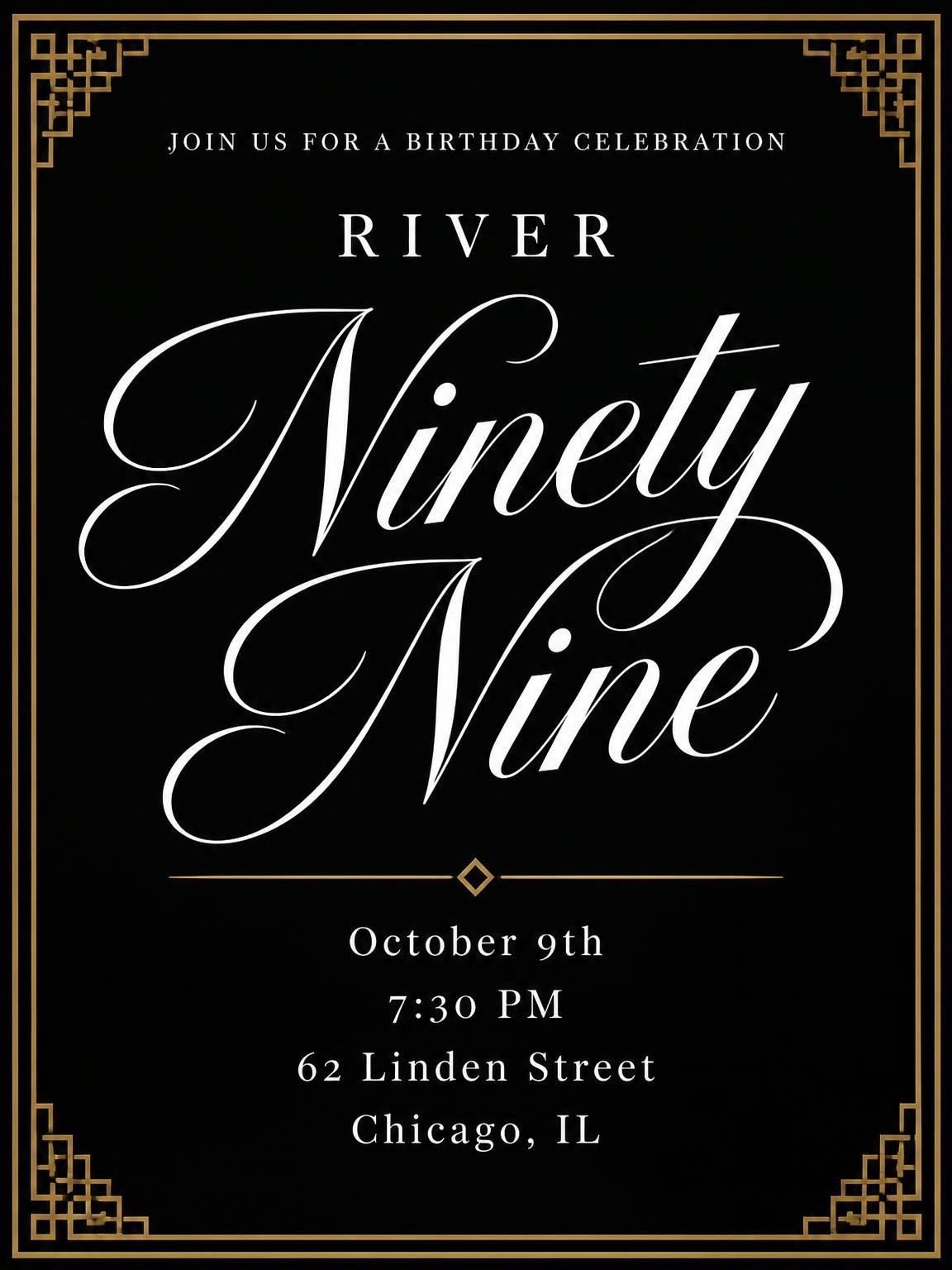 Art Deco 99th Birthday Invitation