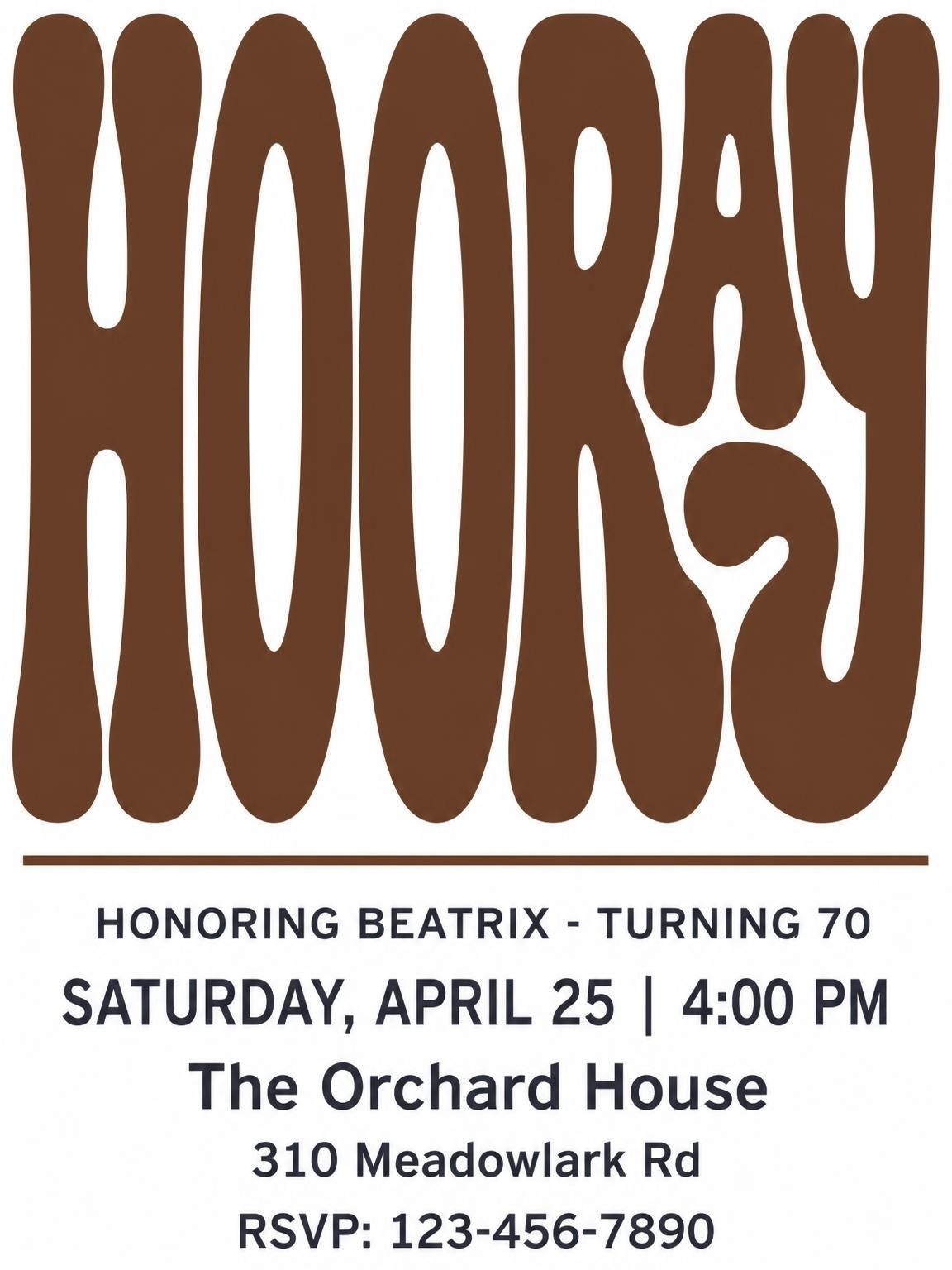 Brown Groovy Typography 70th Birthday