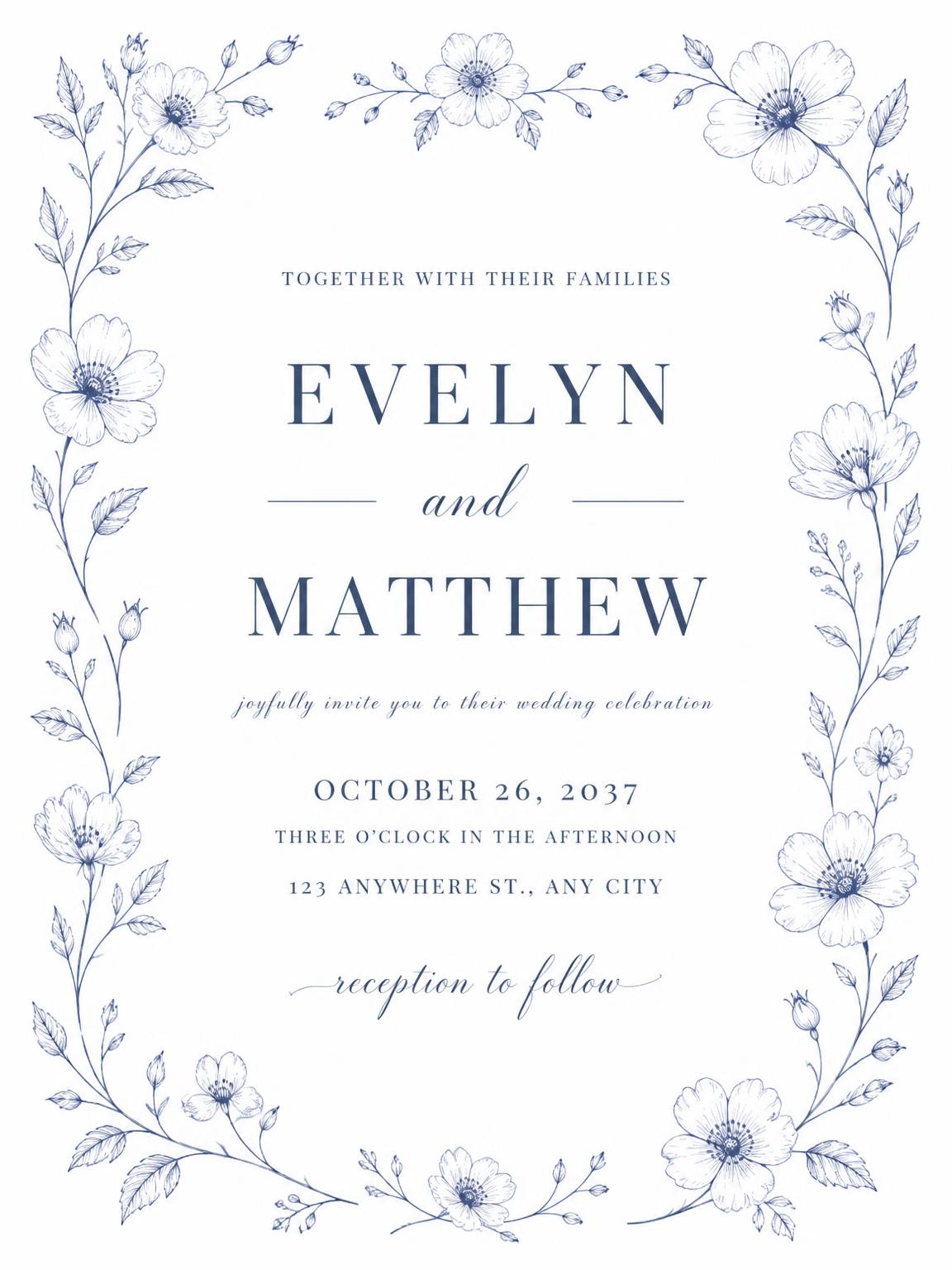Ethereal Blue Botanical Wedding Invitation