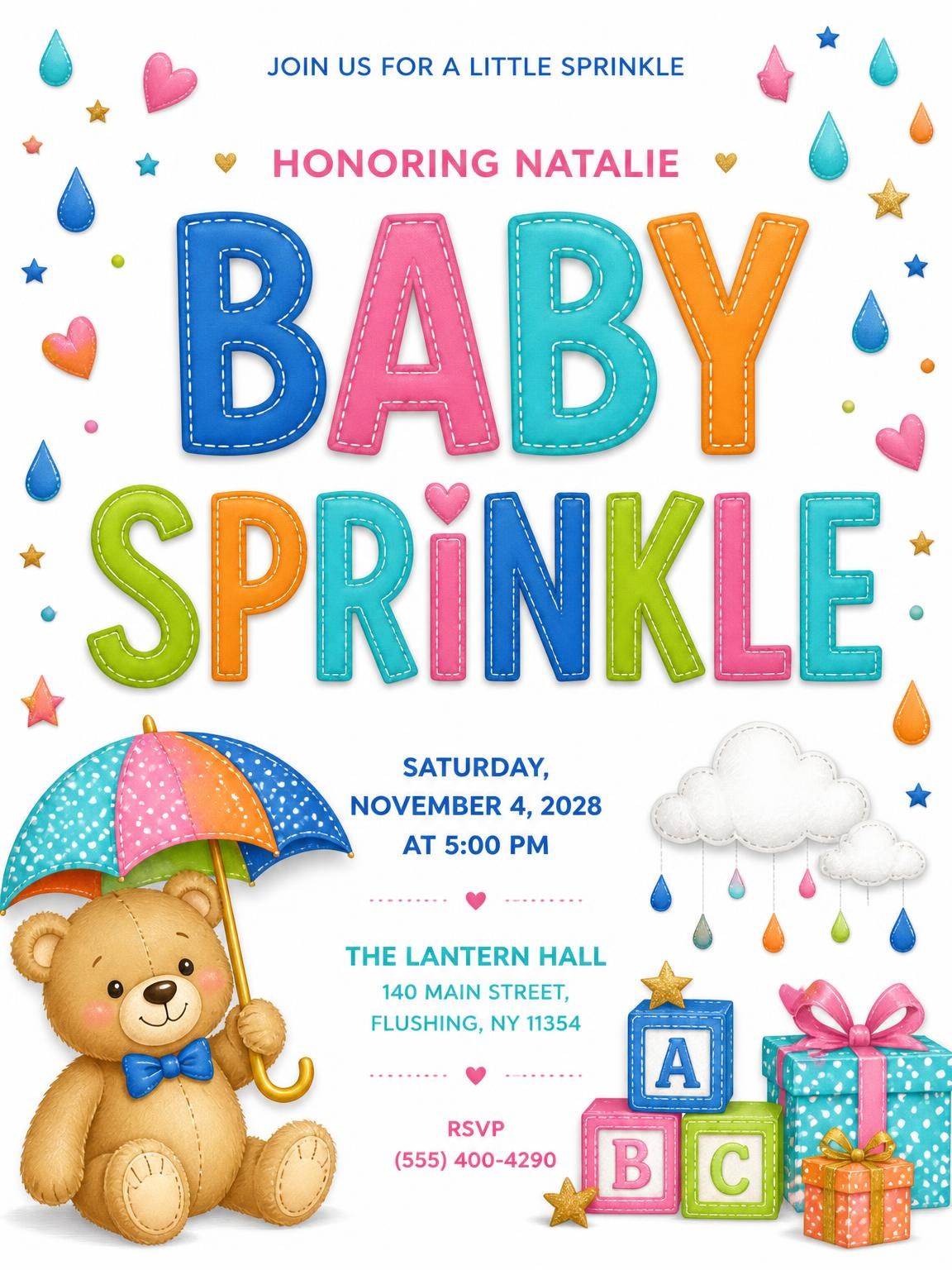 Teddy Bear Baby Sprinkle Invitation
