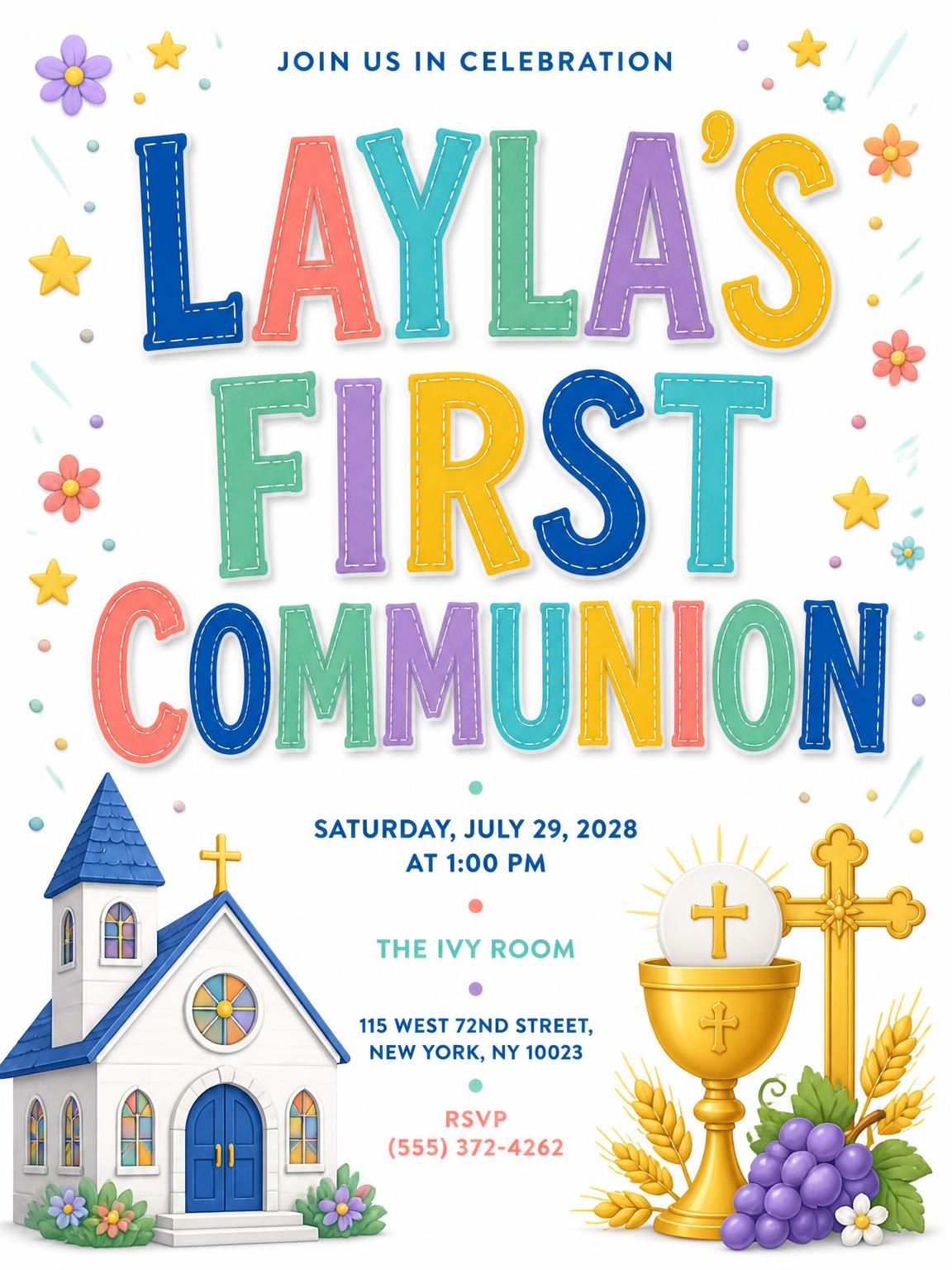 Eucharist Setup First Communion Invitation