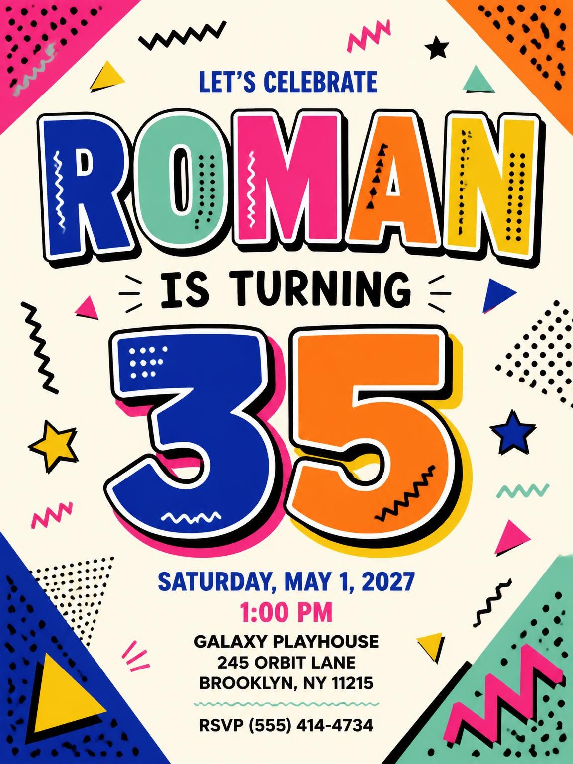 Memphis Pop 35th Birthday Invitation