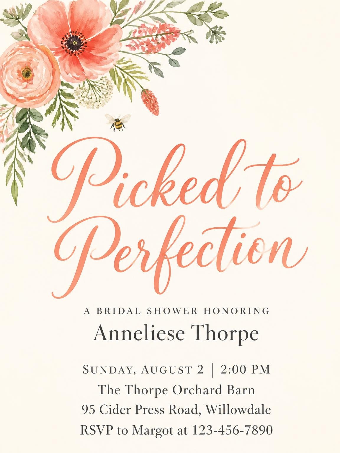 Watercolor Honeybee Floral Bridal Shower