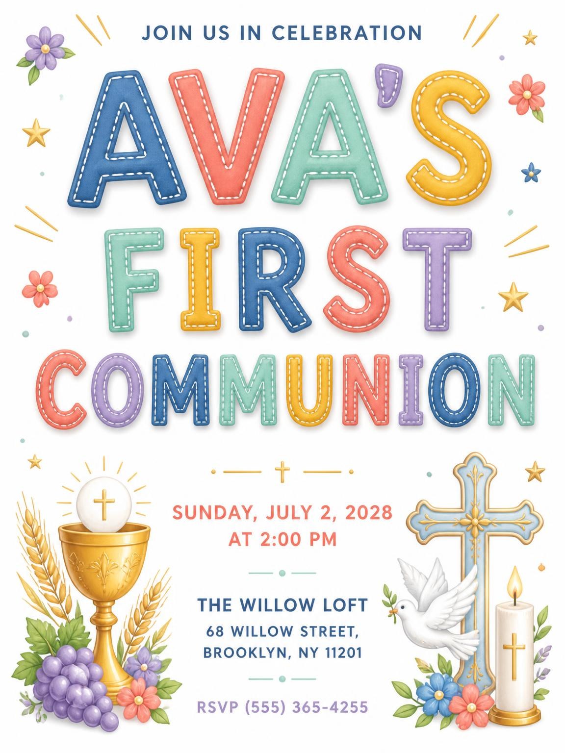 Eucharist Chalice First Communion Invitation