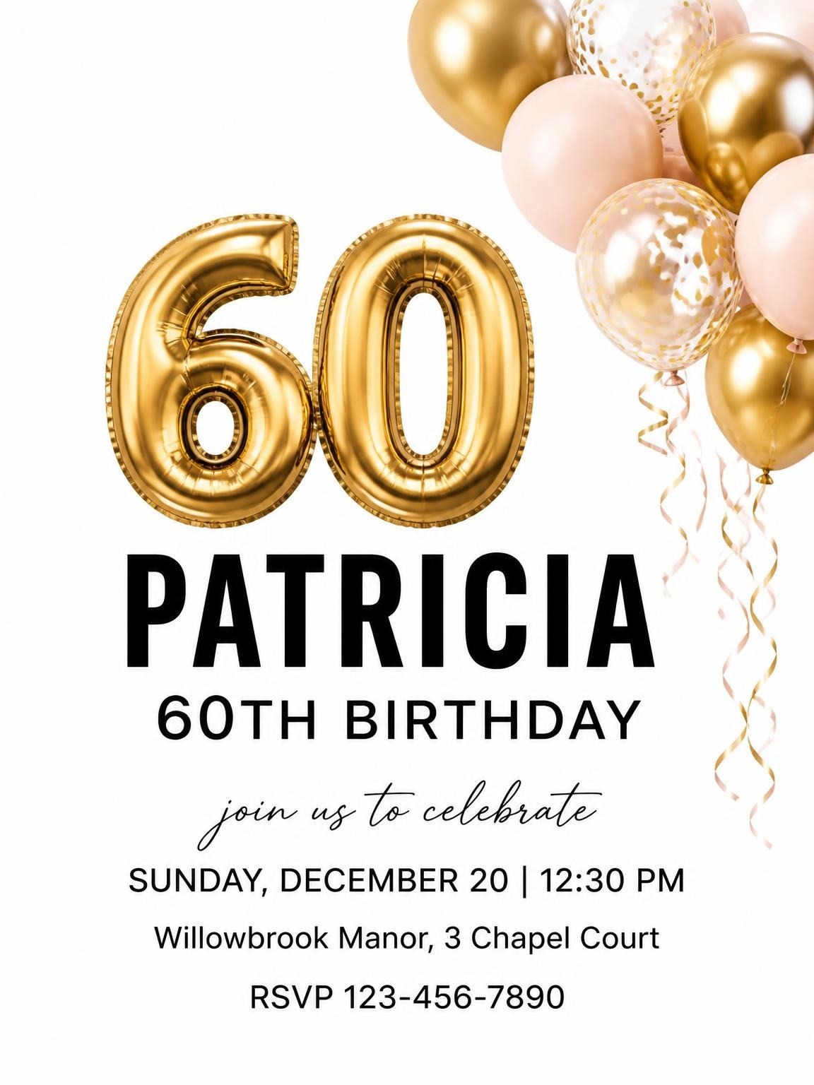 Metallic Gold Balloon 60th Birthday