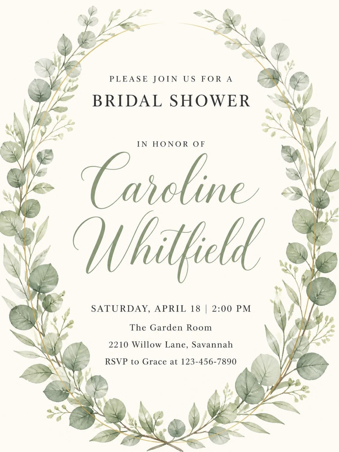 Watercolor Eucalyptus Wreath Bridal Shower