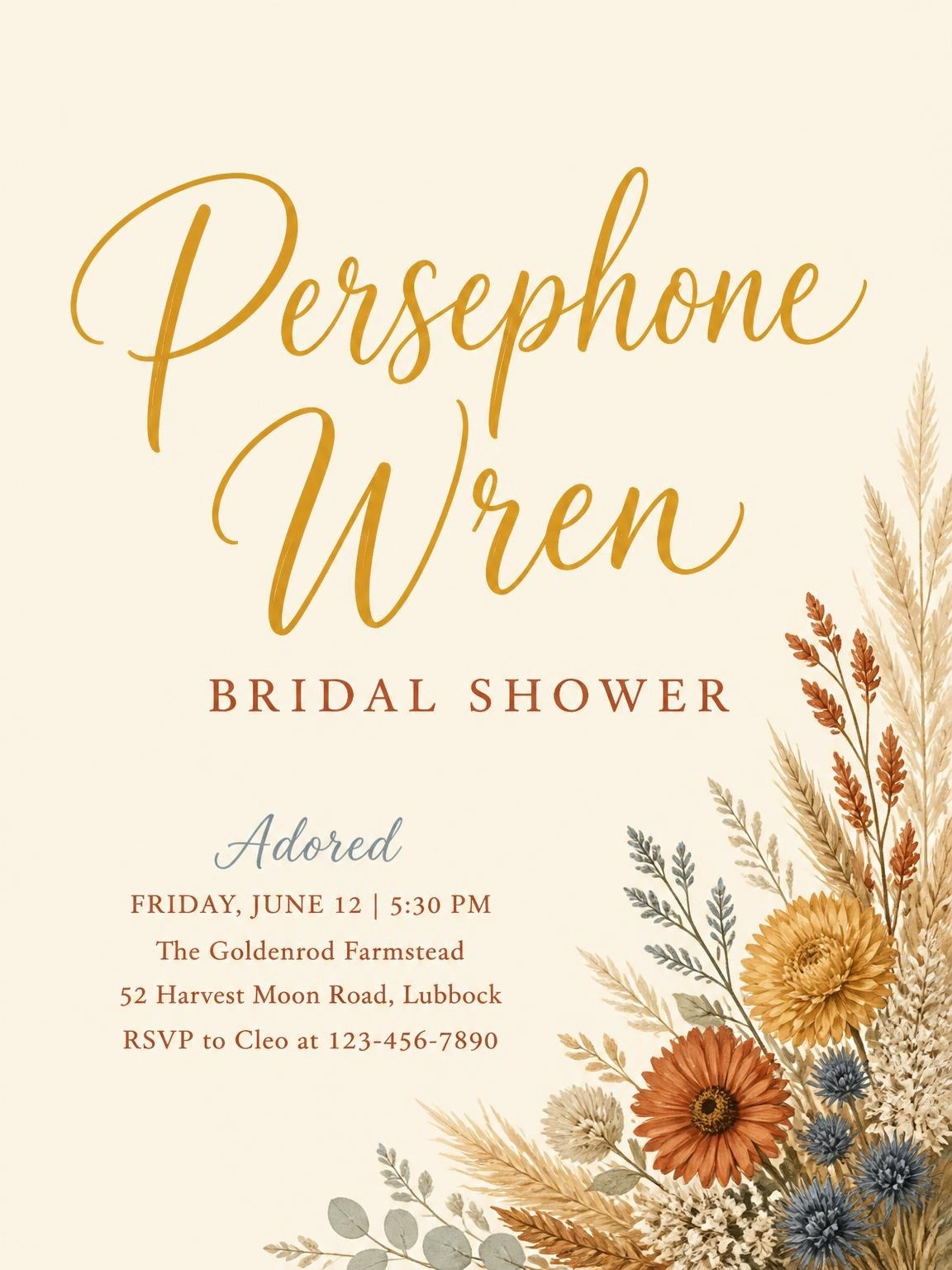 Dried Floral Pampas Bridal Shower