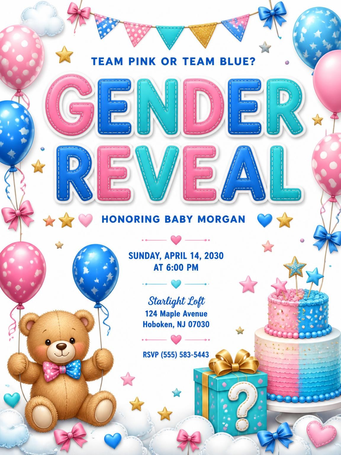 Gift Box Gender Reveal Invitation