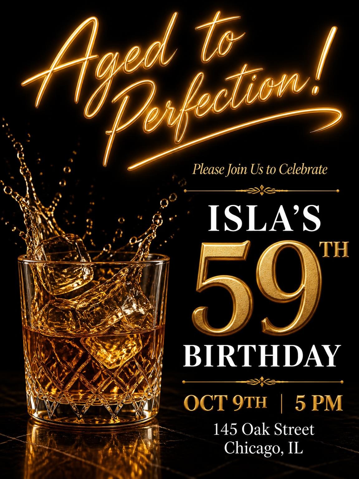 Crystal Whiskey 59th Birthday Invitation