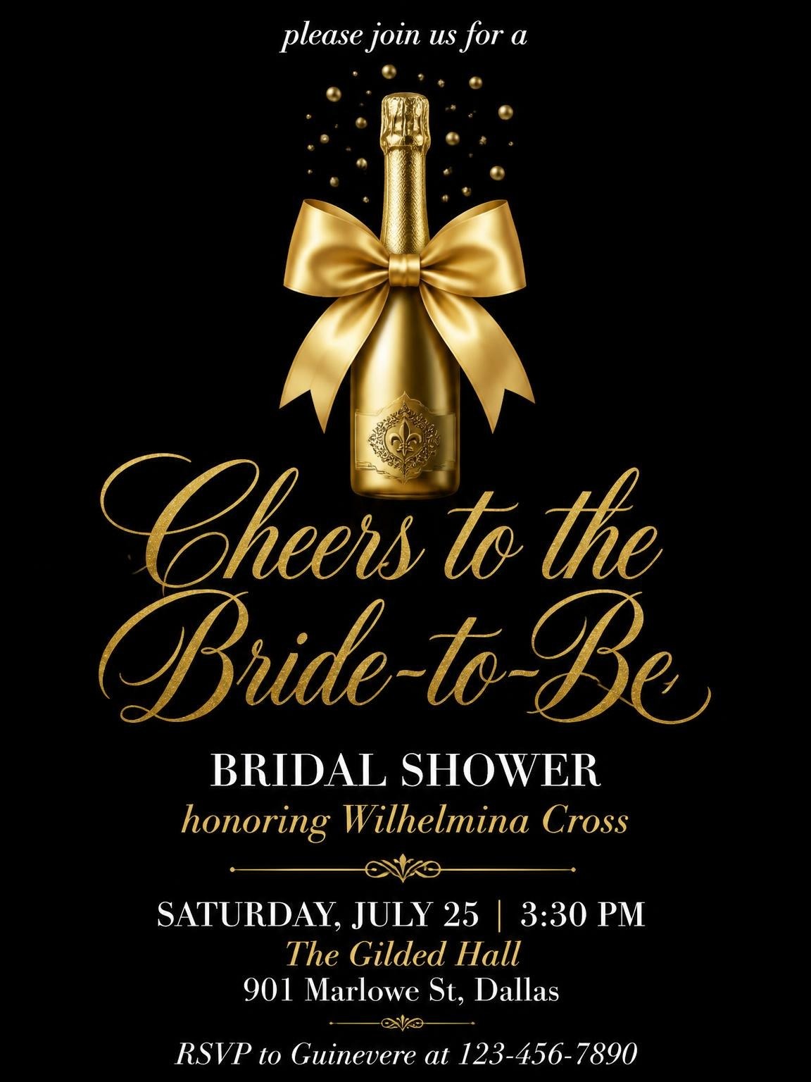 Gold Champagne Bottle Bridal Shower