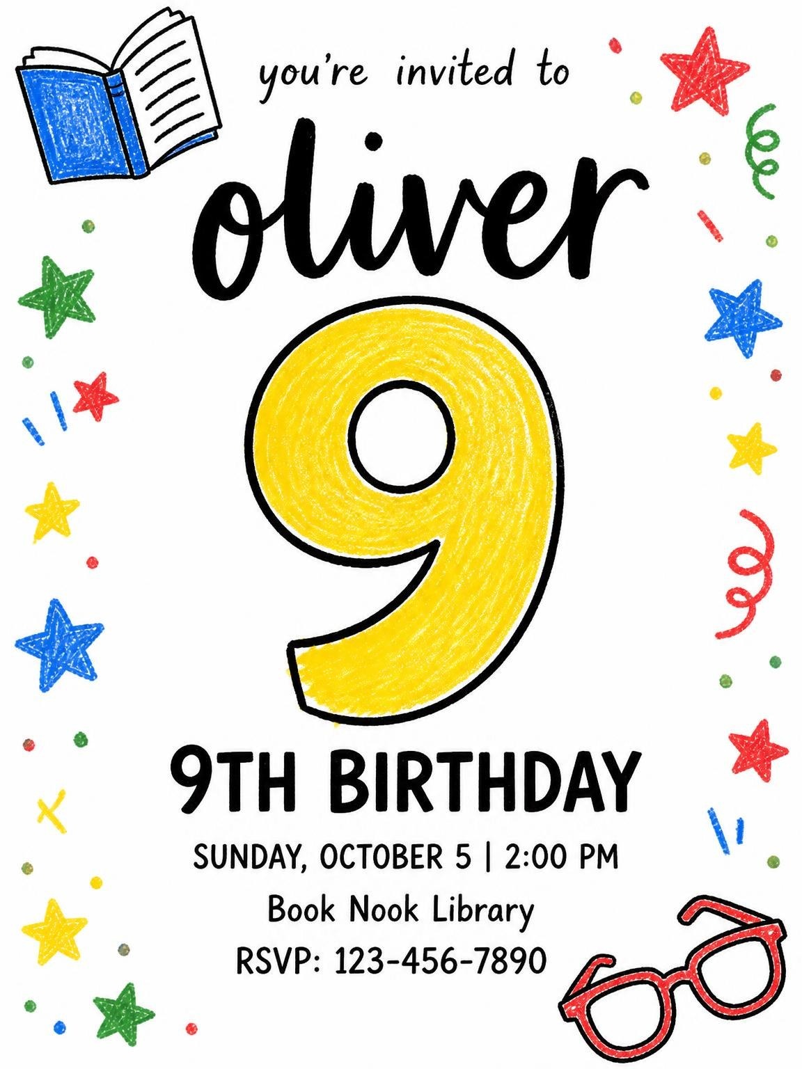Crayon Library Star 9th Birthday