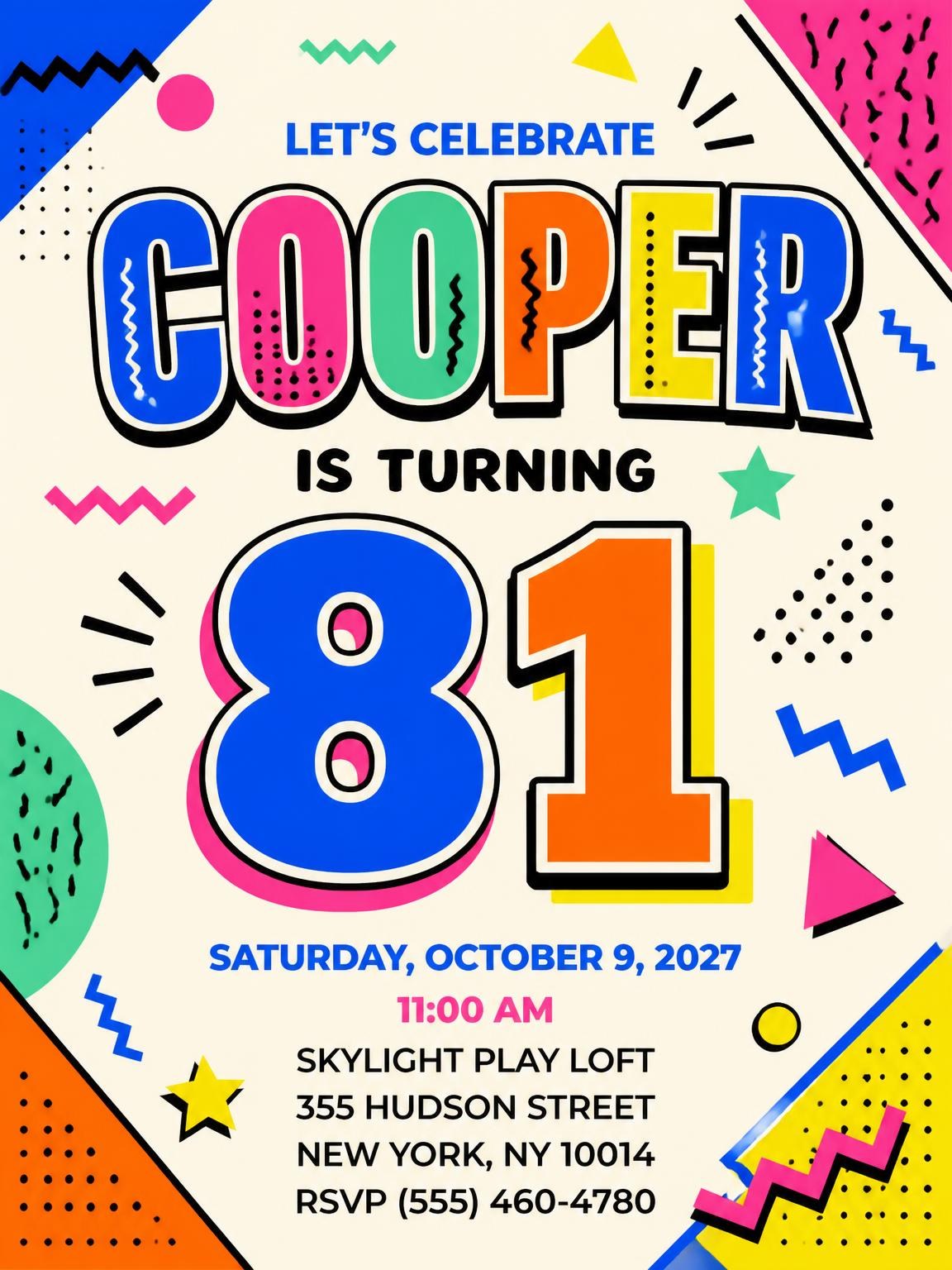 Memphis Pop 81st Birthday Invitation