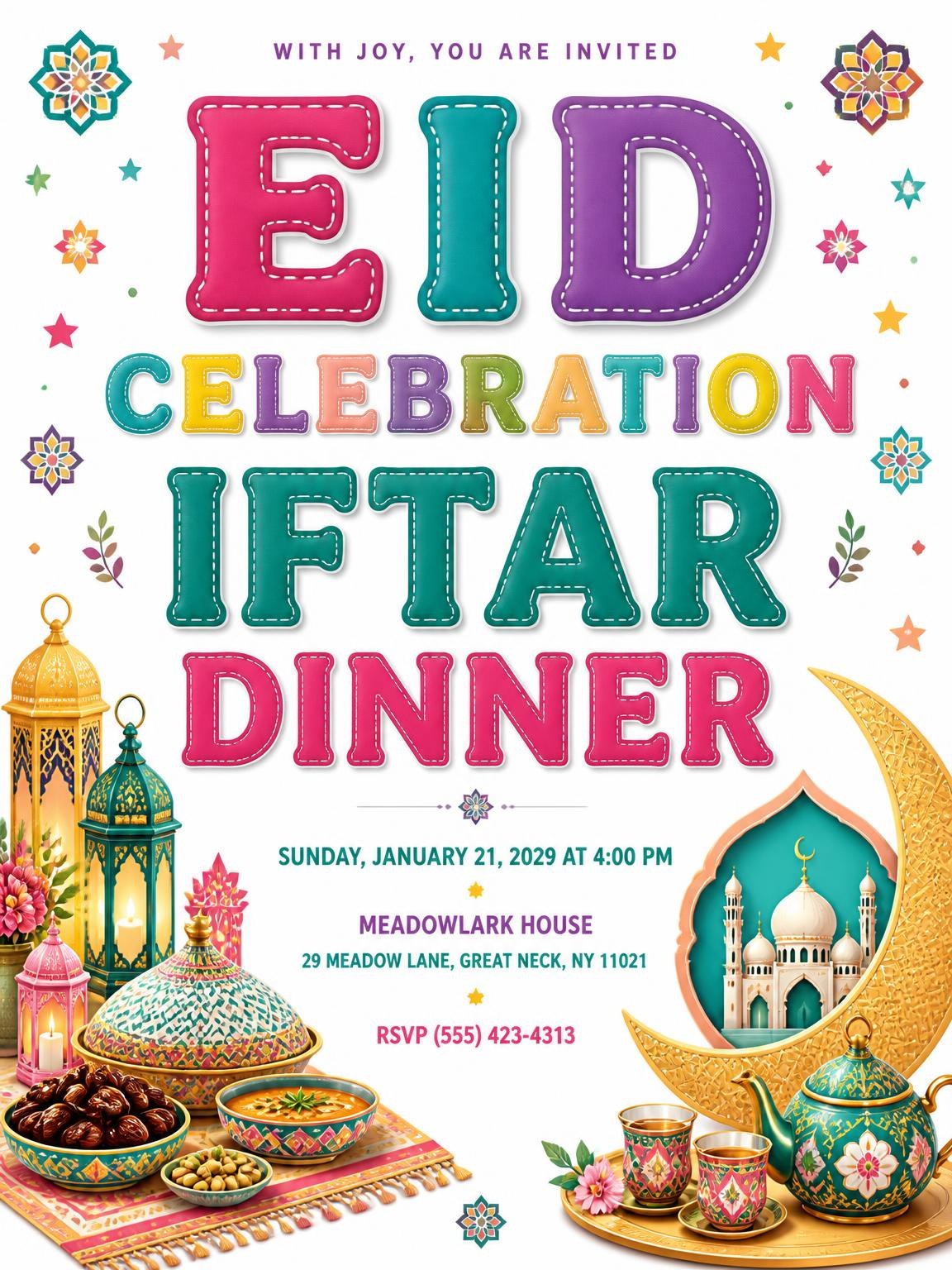 Eid Celebration and Iftar Dinner Invitation