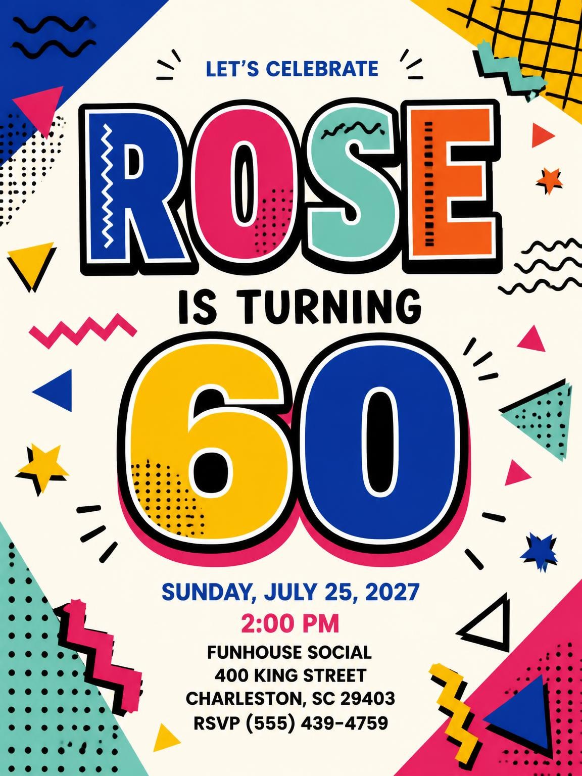Memphis Pop 60th Birthday Invitation