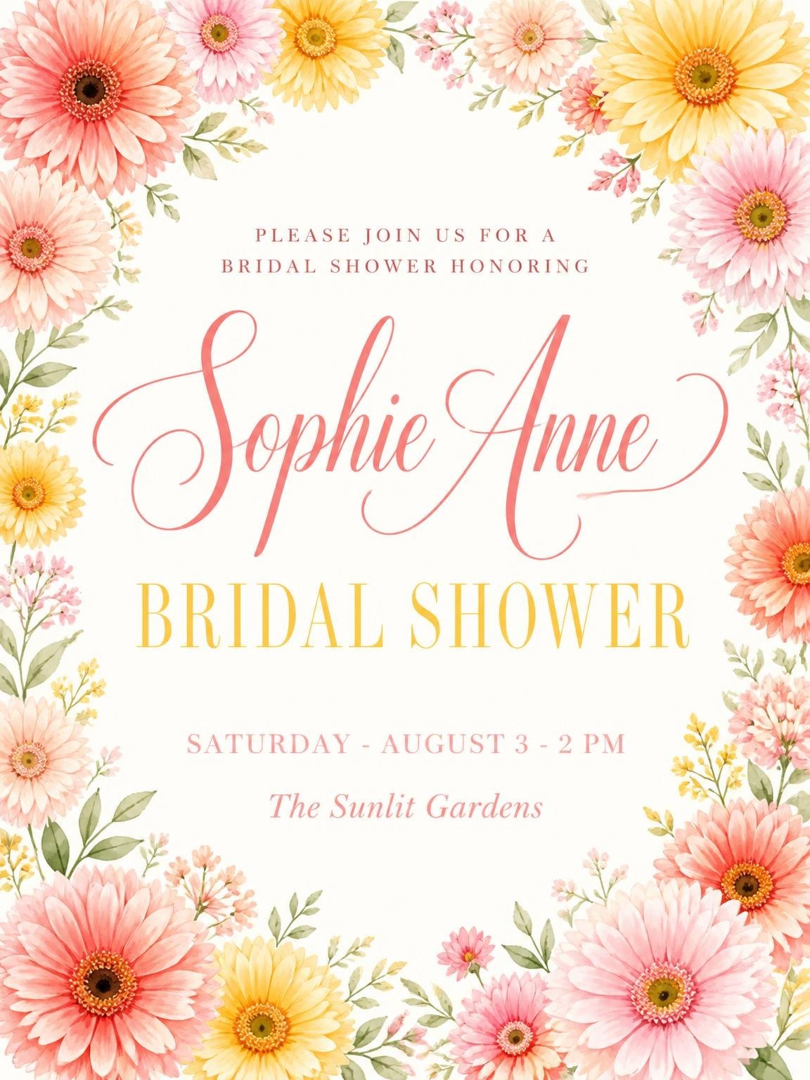 Sunny Daisy Bridal Shower Invitation