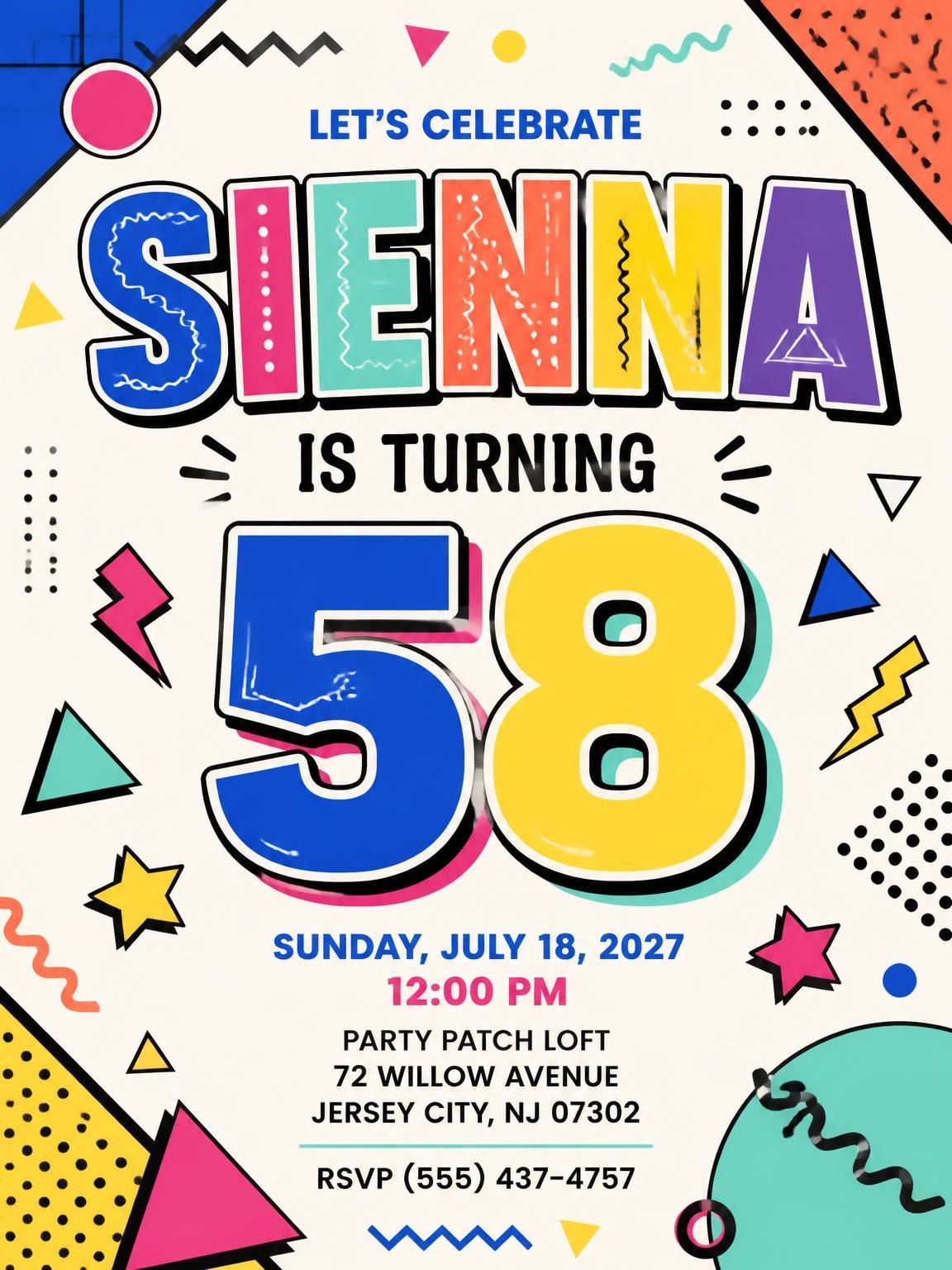 Memphis Pop 58th Birthday Invitation