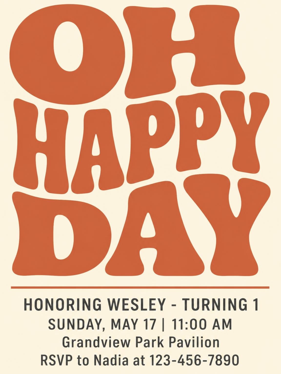 Terracotta Retro Typography First Birthday