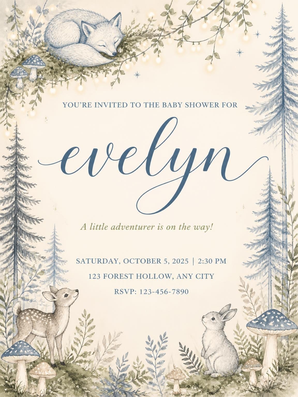 Watercolor Woodland Forest Baby Shower