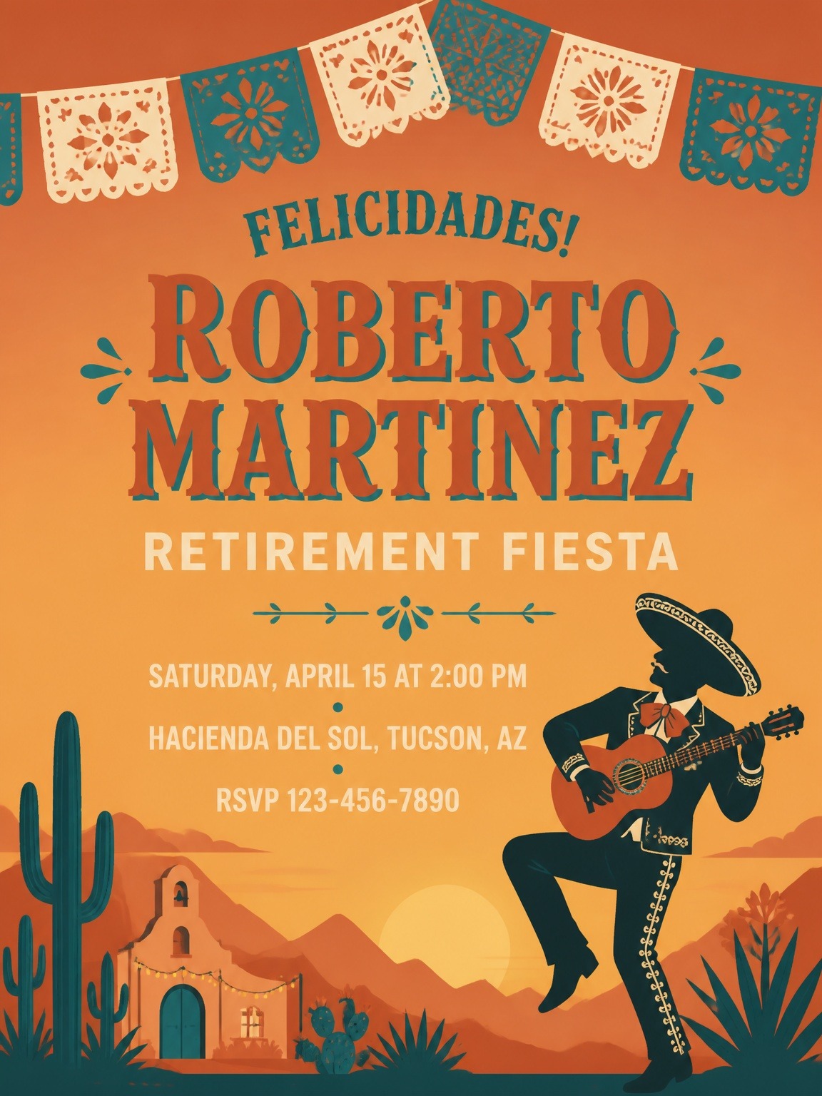 Terracotta Papel Picado Retirement Fiesta
