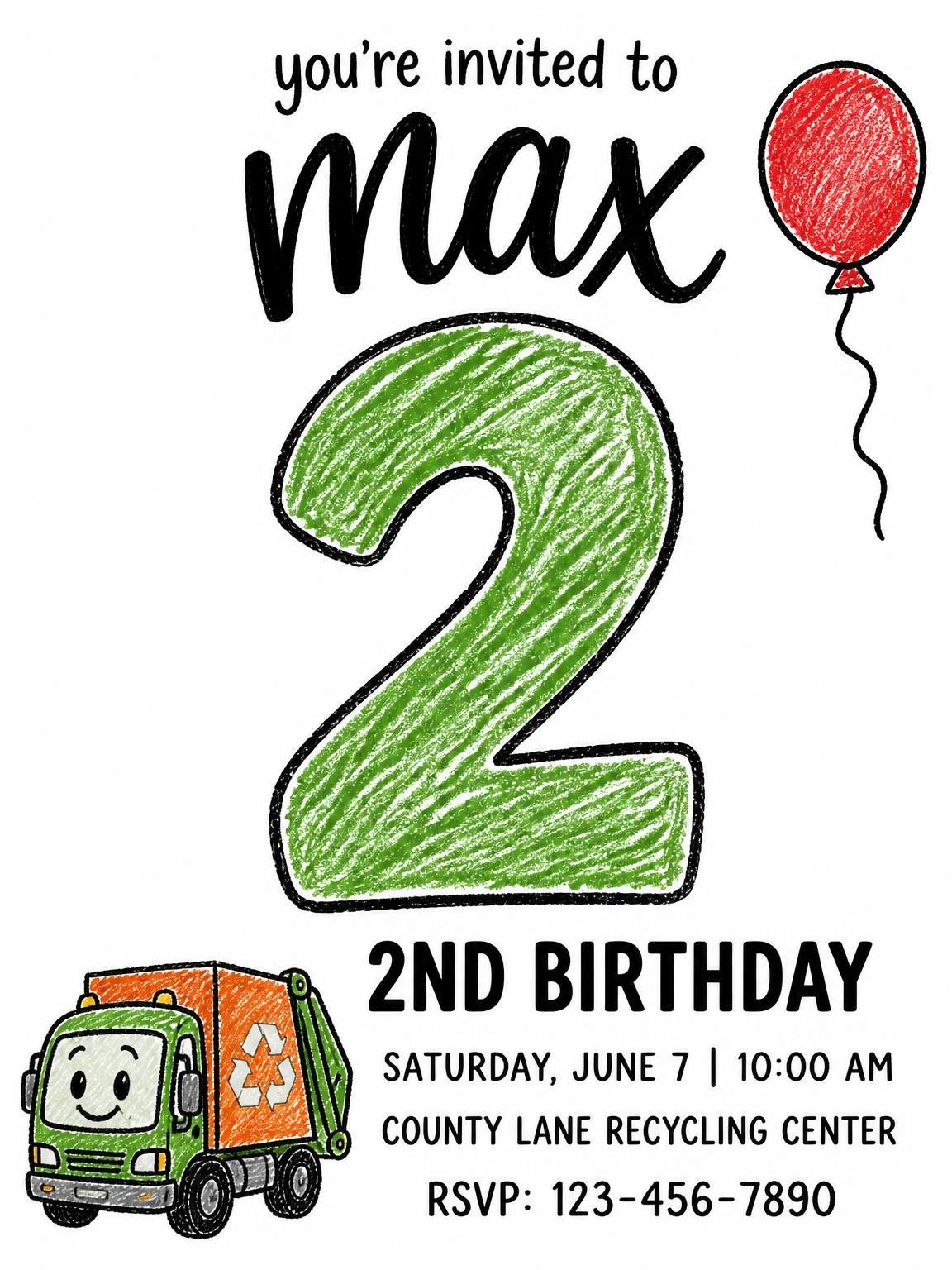Crayon Art Recycling Truck 2nd Birthday