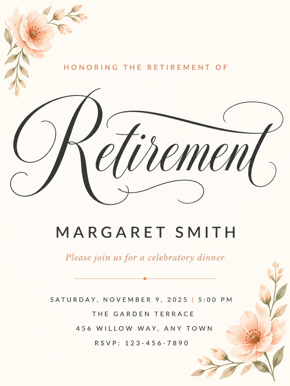 Floral Bouquet Retirement Invitation