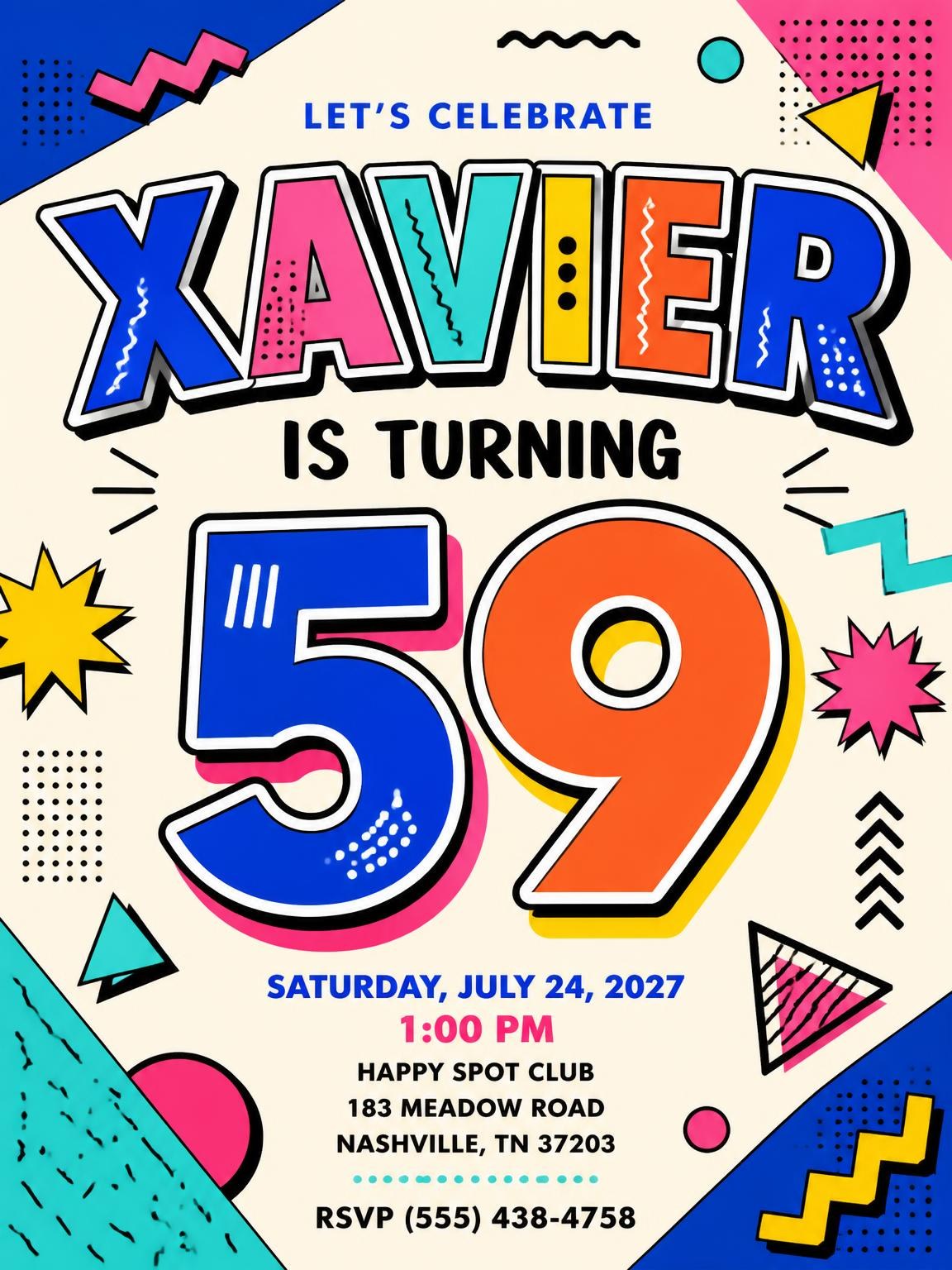 Memphis Pop 59th Birthday Invitation