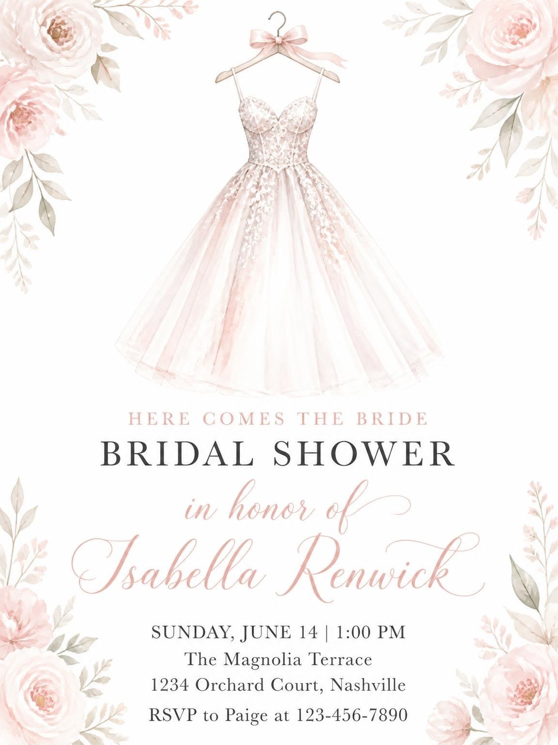 Dusty Rose Watercolor Dress Bridal Shower