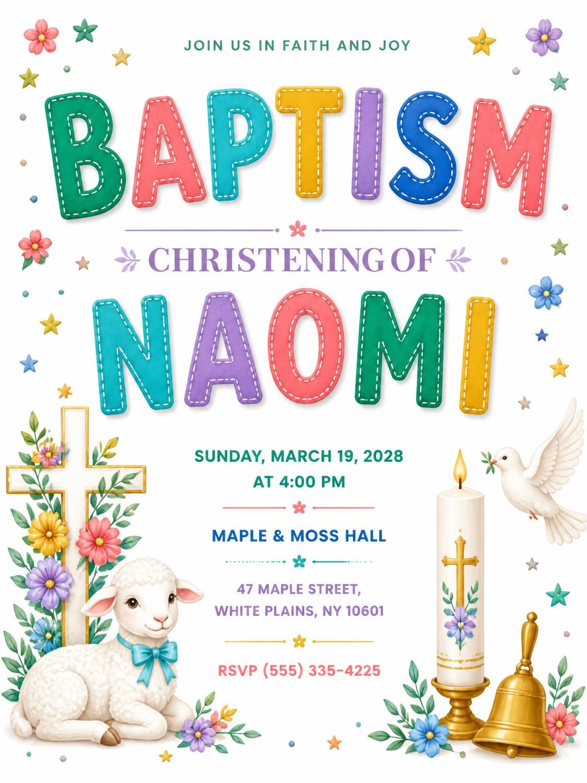 Little Lamb Baptism Invitation
