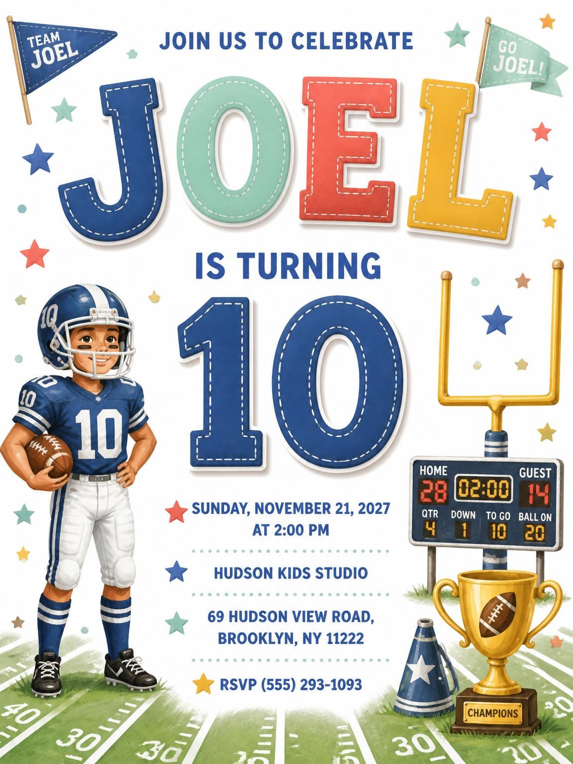 Post Scoreboard 10th Birthday Invitation