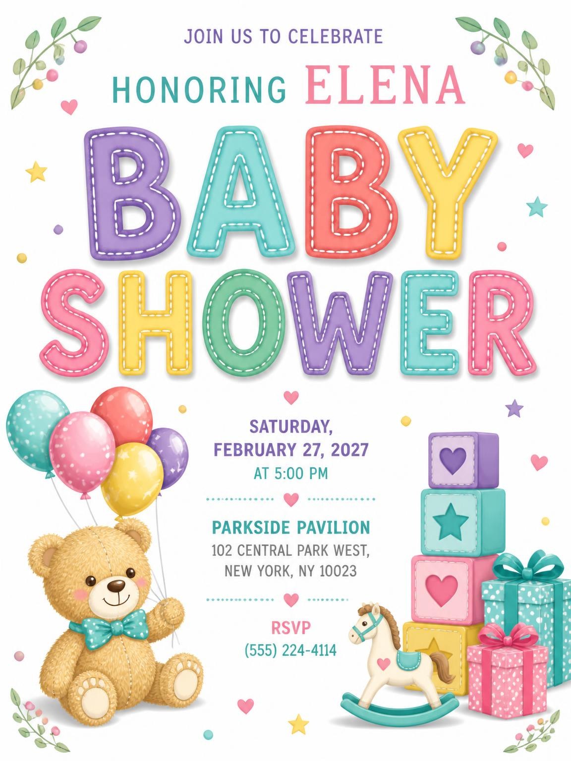 Toy Blocks Baby Shower Invitation