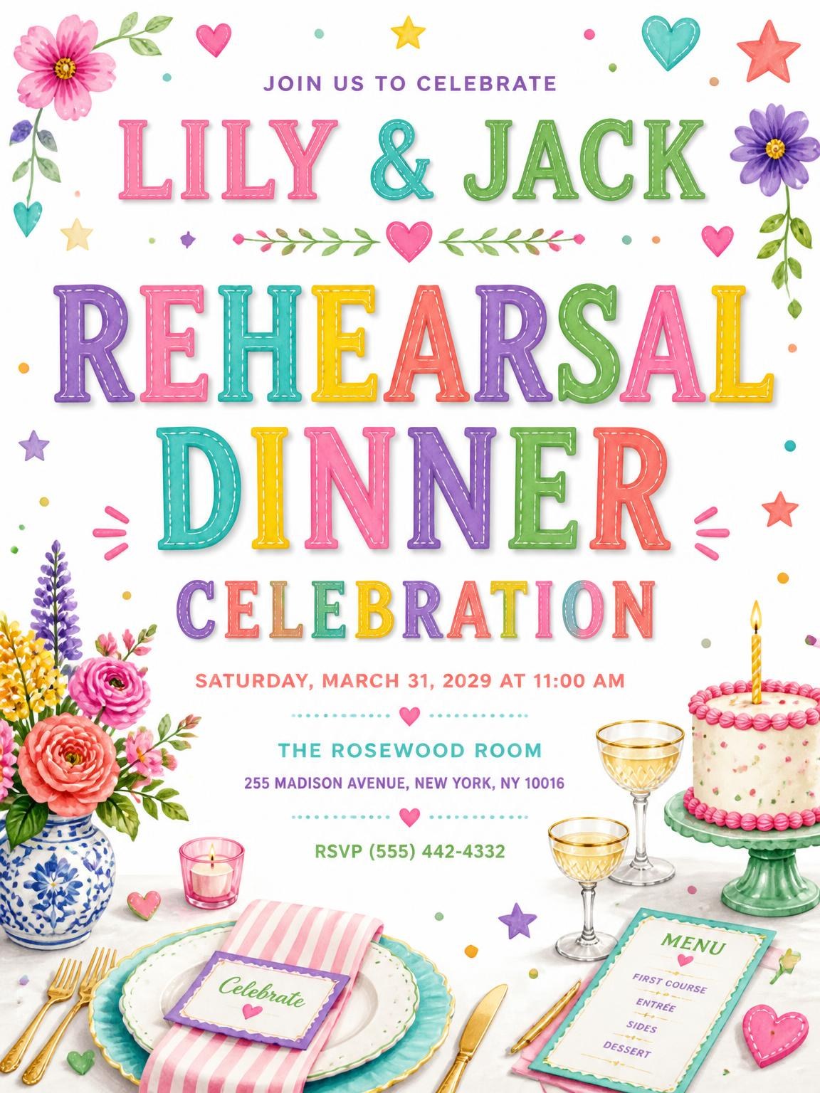 Tablescape Rehearsal Dinner Invitation