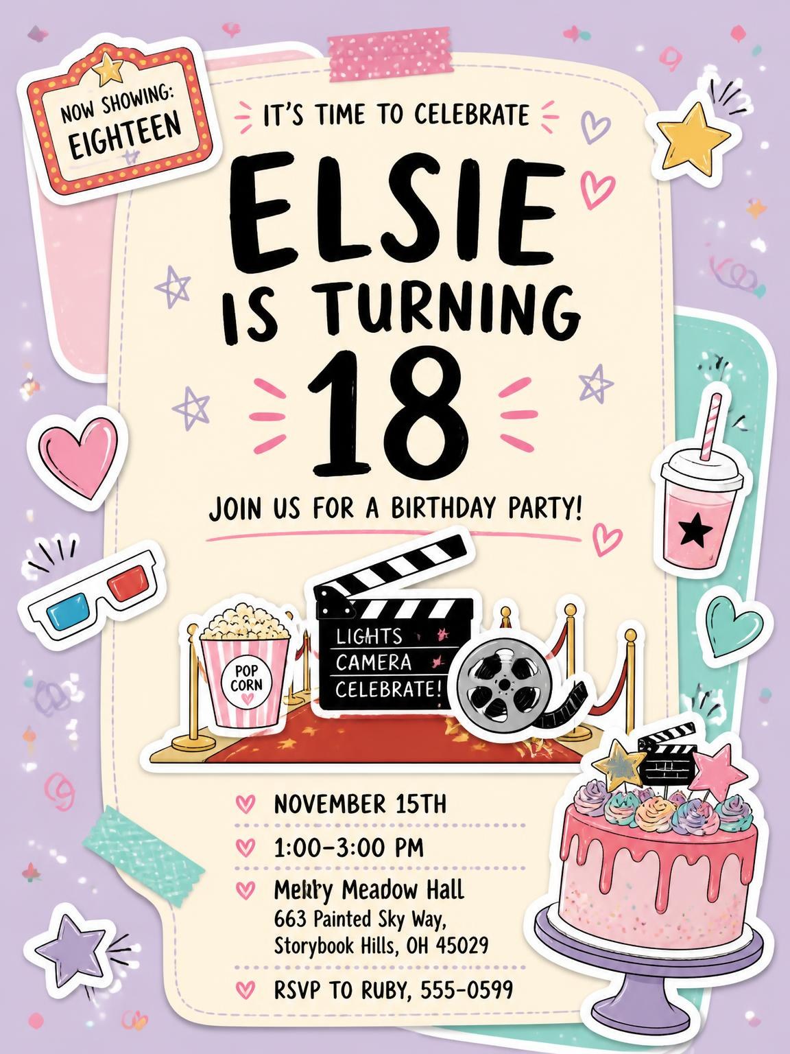 Marquee Sign Pastel 18th Birthday Invitation