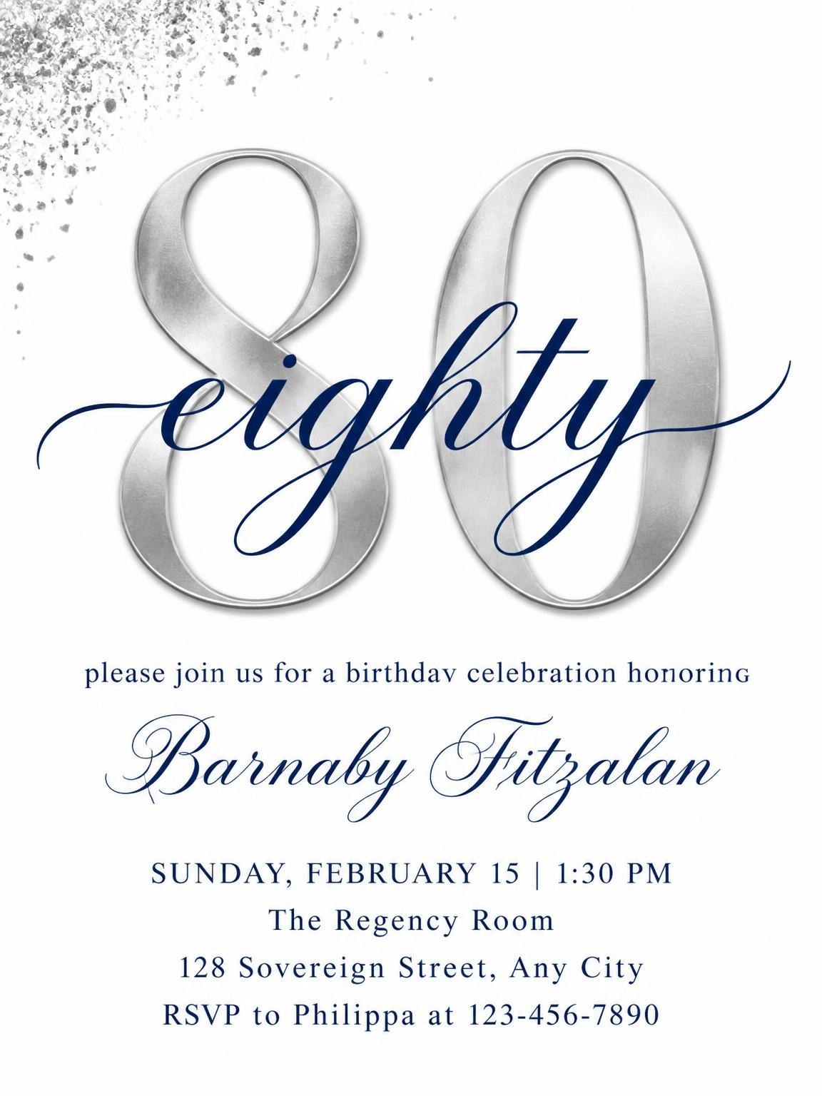 Silver Foil Navy 80th Birthday