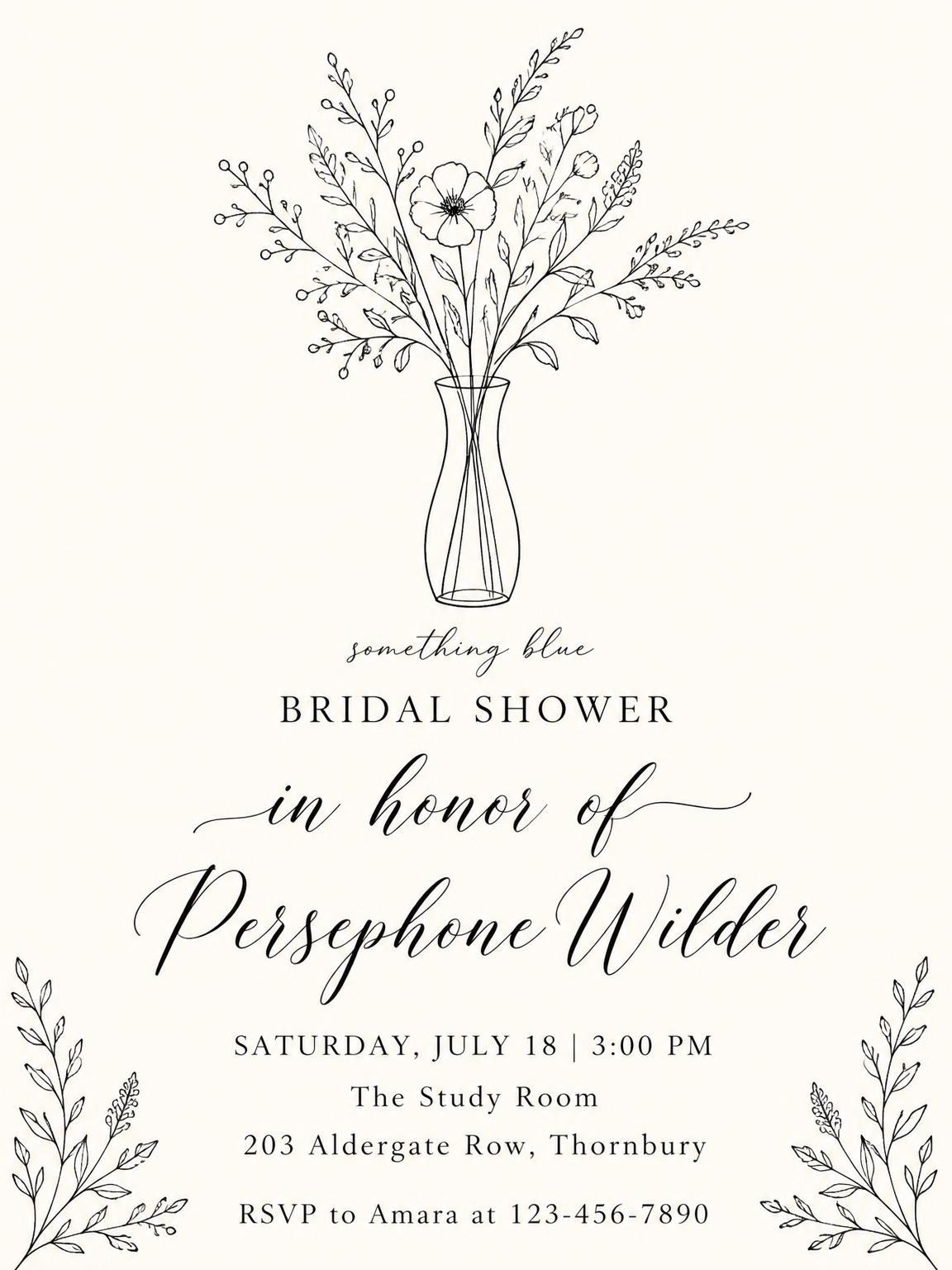 Cream Fine-Line Wildflower Bridal Shower