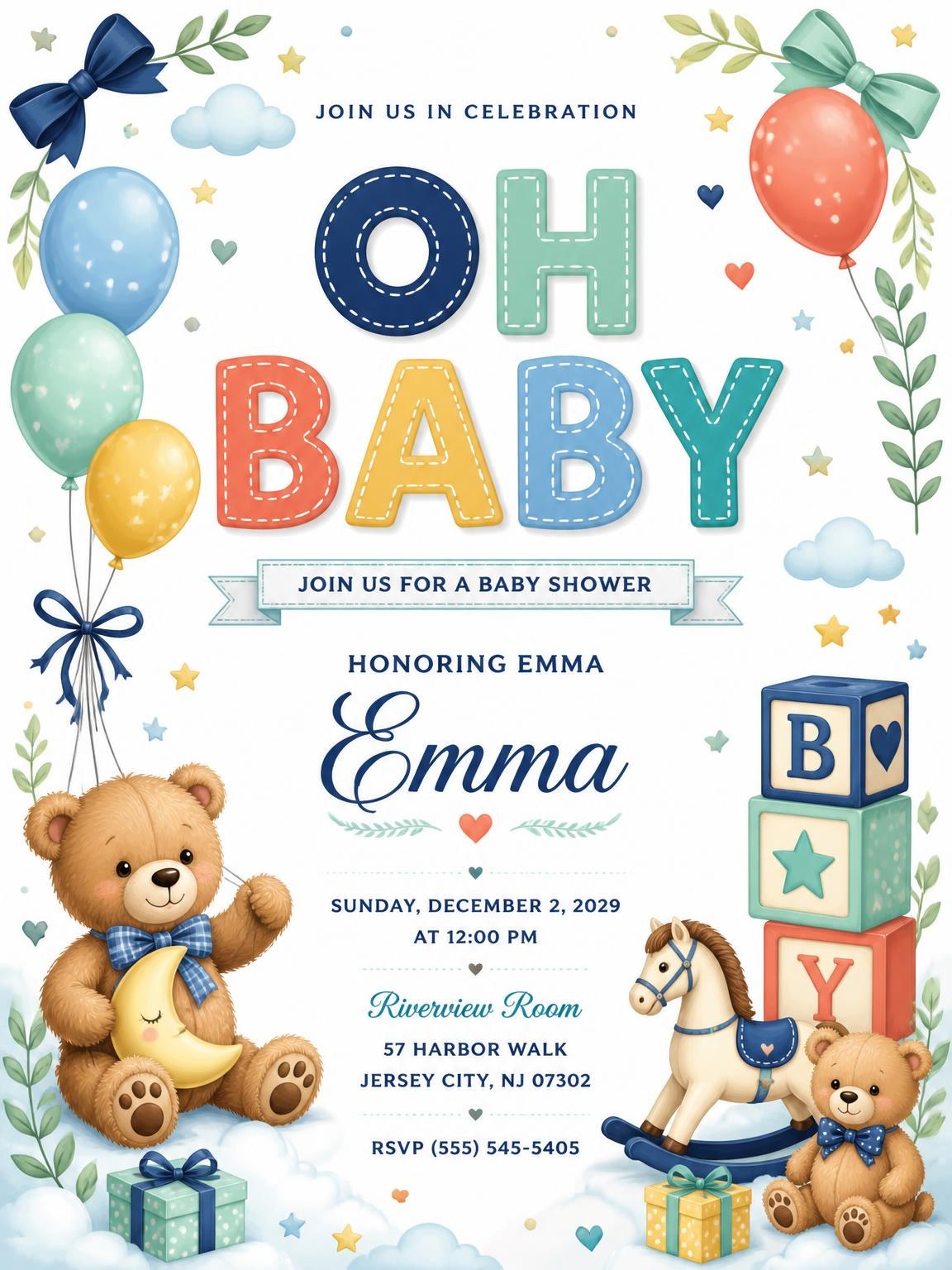 Floating Clouds Baby Shower Invitation