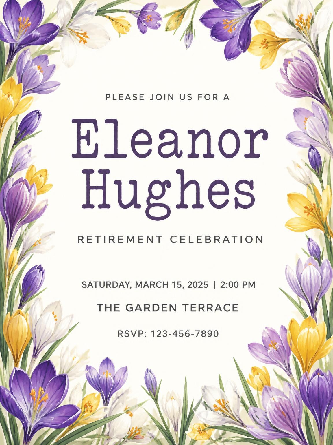 Crocus Retirement Celebration Invitation