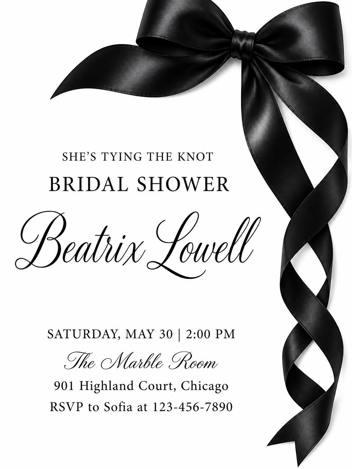 Black Silk Ribbon Bridal Shower