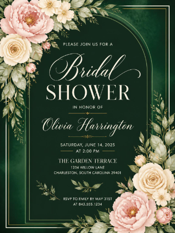 Emerald Peony Bridal Shower