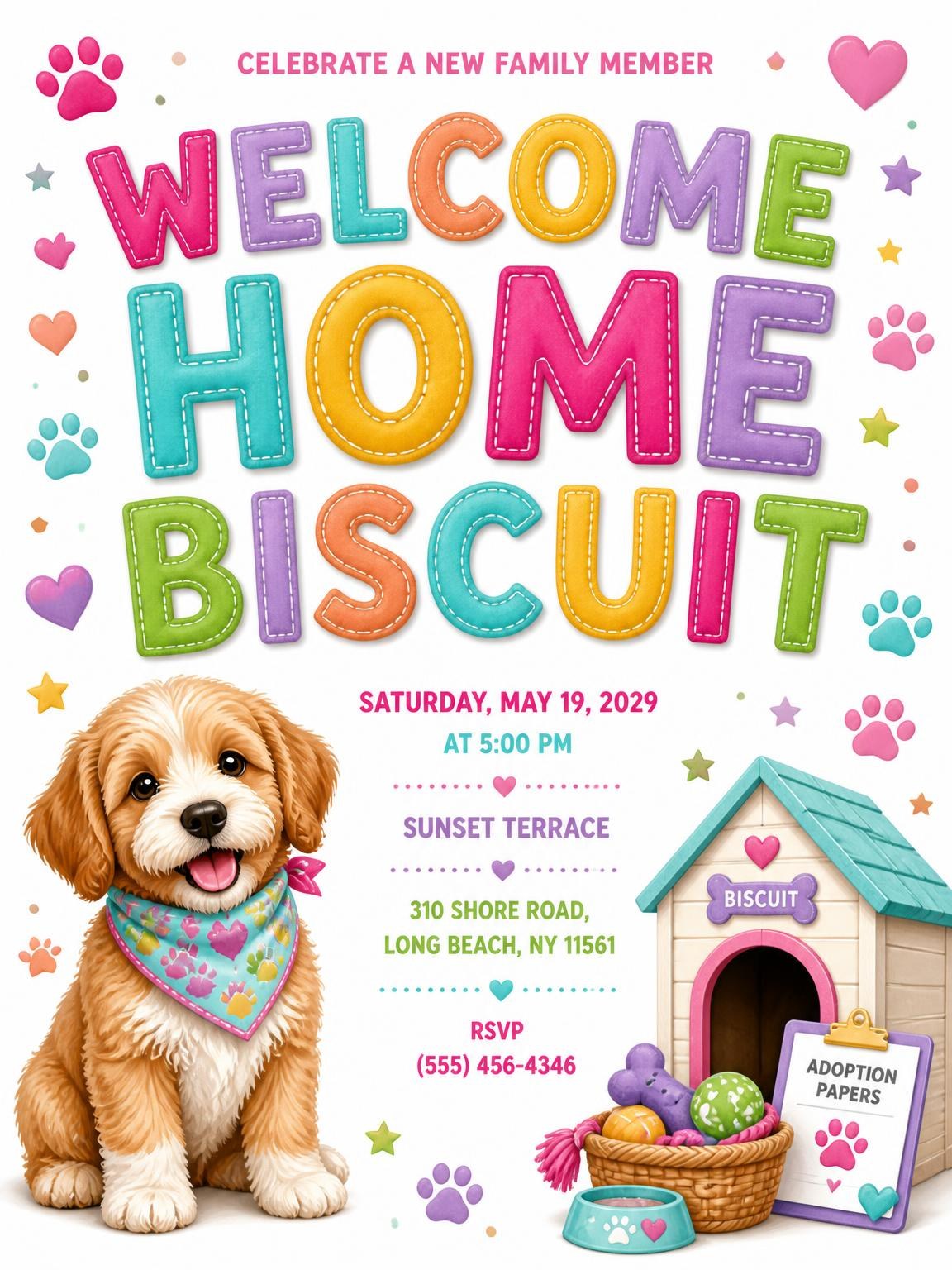 Puppy Pet Adoption Party Invitation
