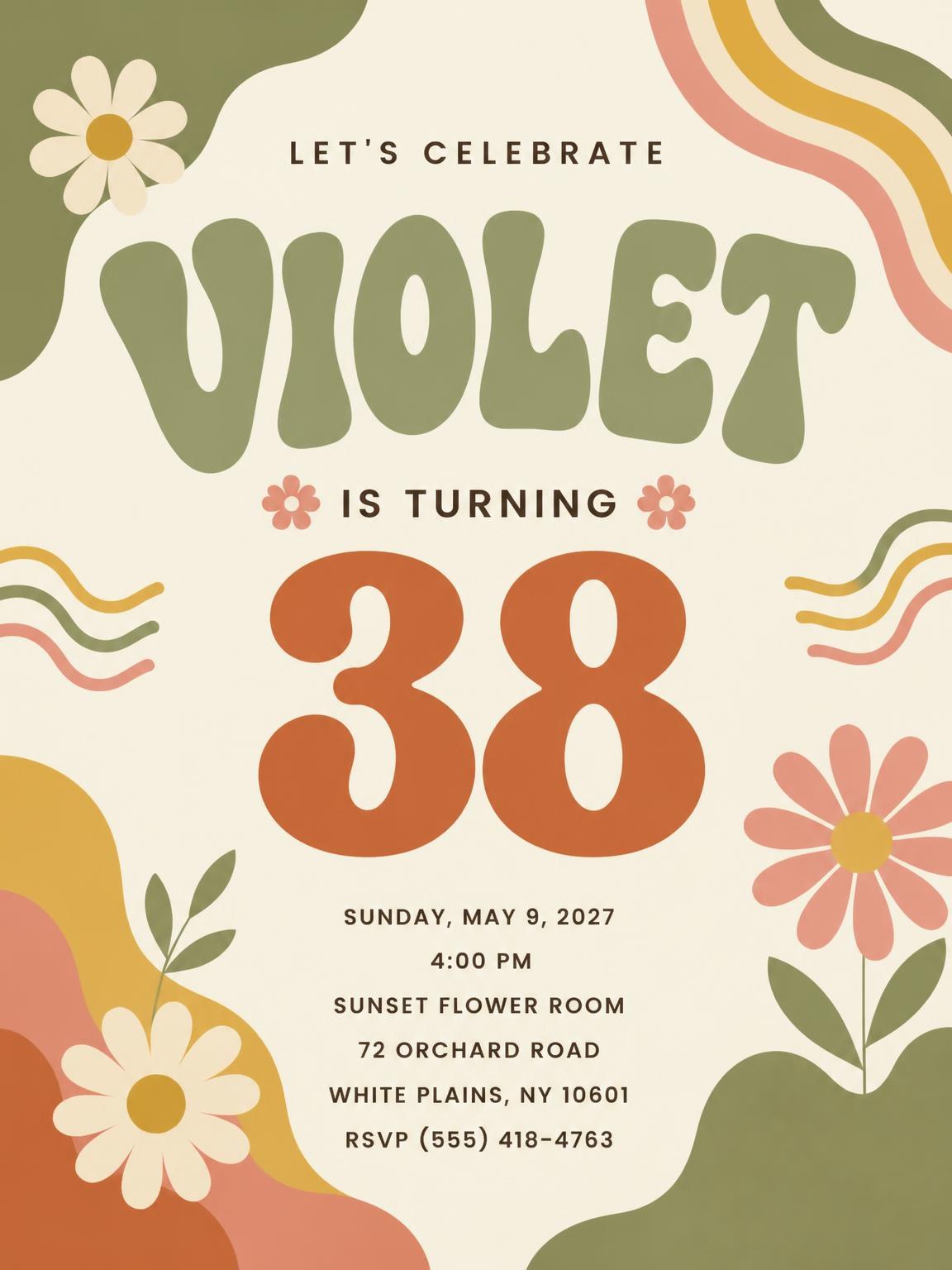Groovy Retro 38th Birthday Invitation