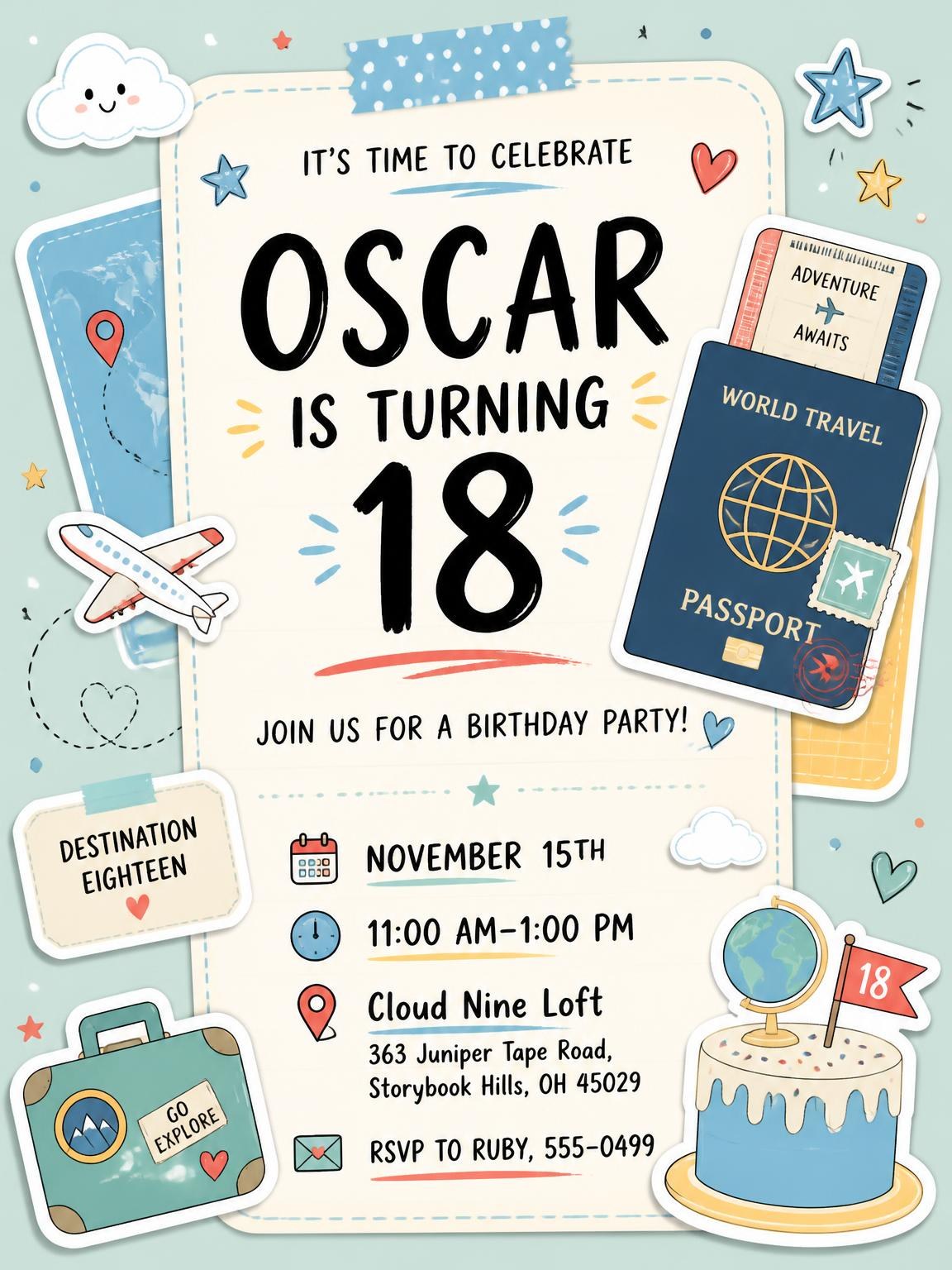 Boarding Pass Pastel 18th Birthday Invitation