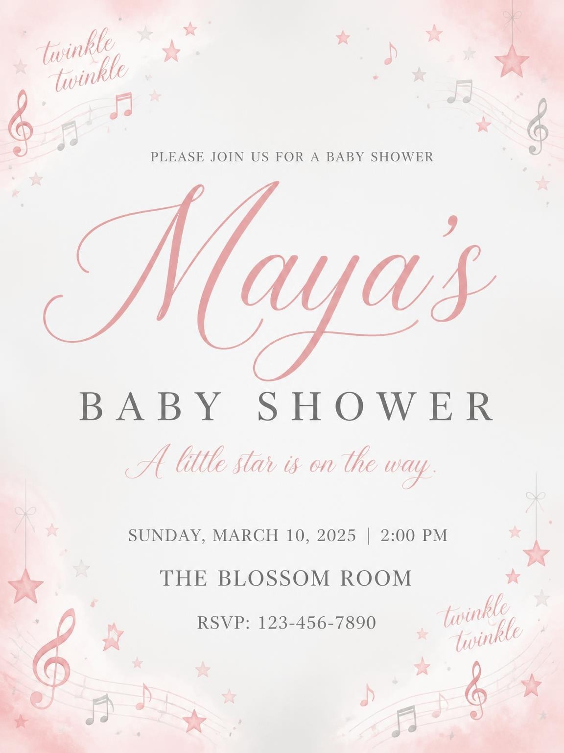 Pink Watercolor Star Baby Shower