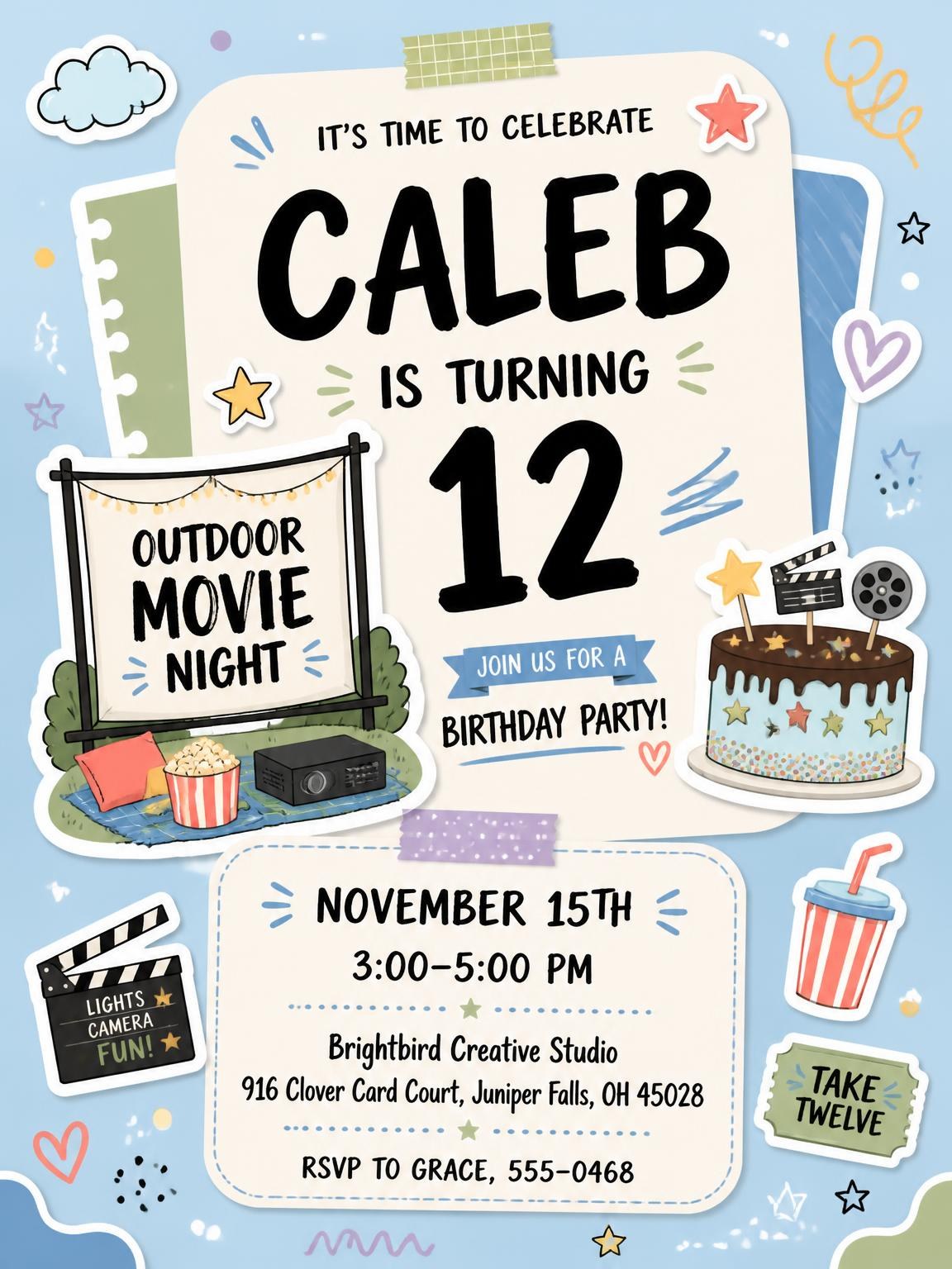 Screen Setup Pastel 12th Birthday Invitation