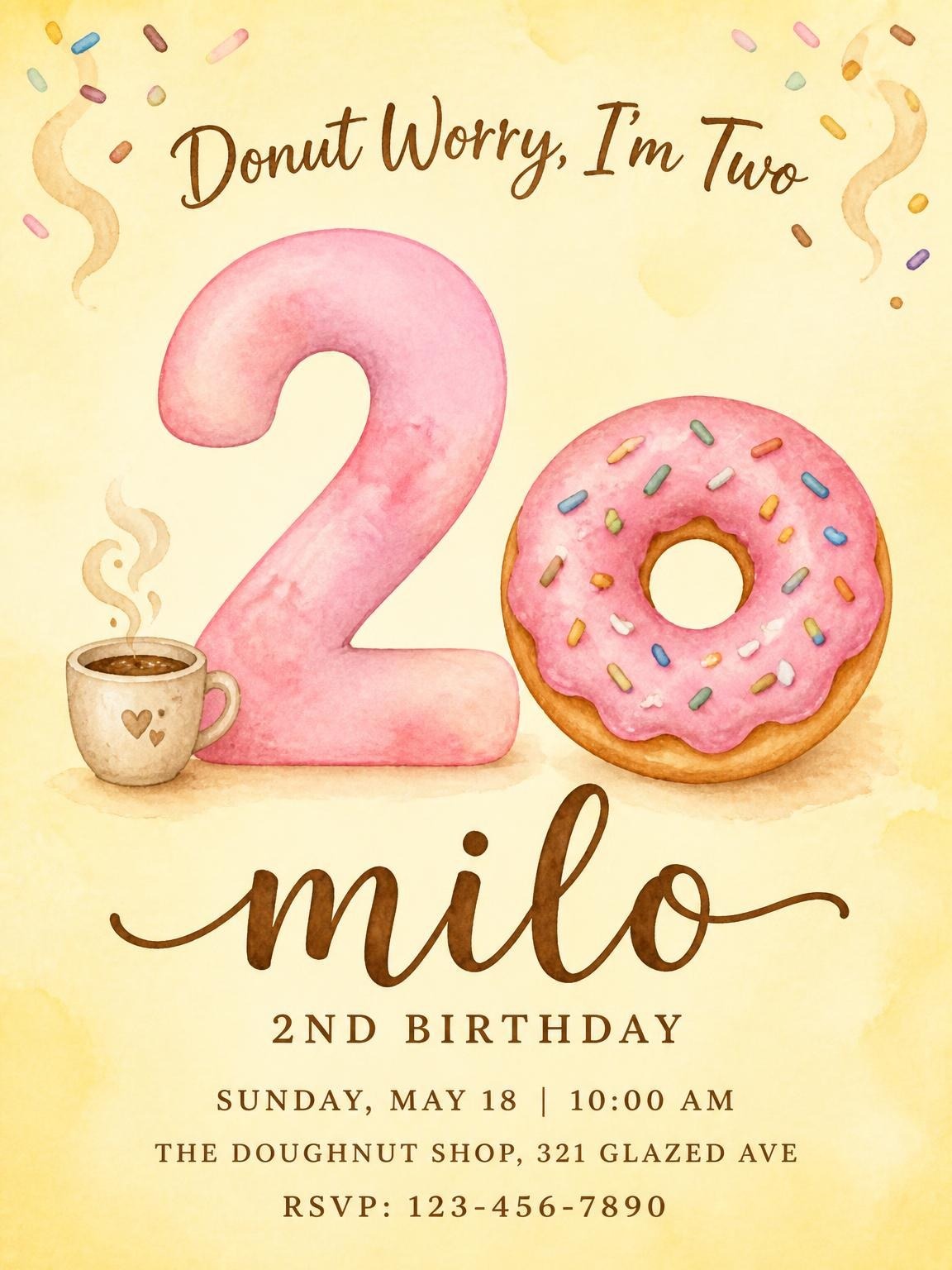 Watercolor Donut 2nd Birthday