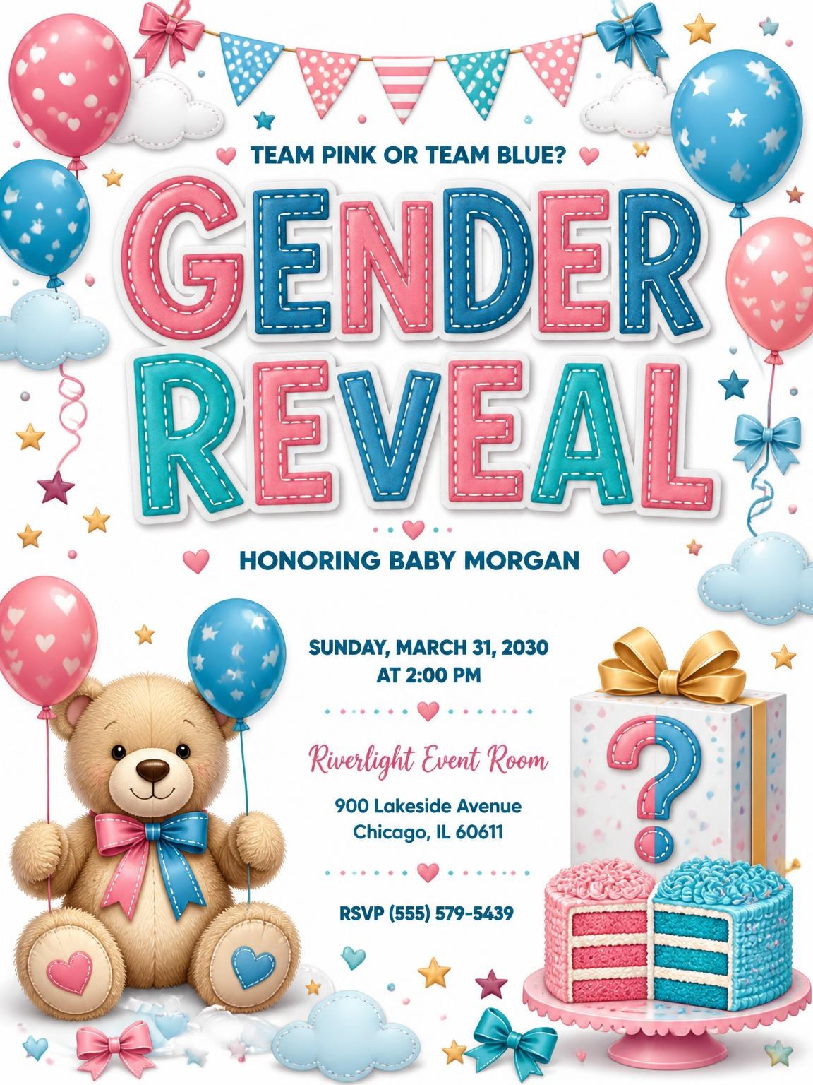 Balloons Gender Reveal Invitation
