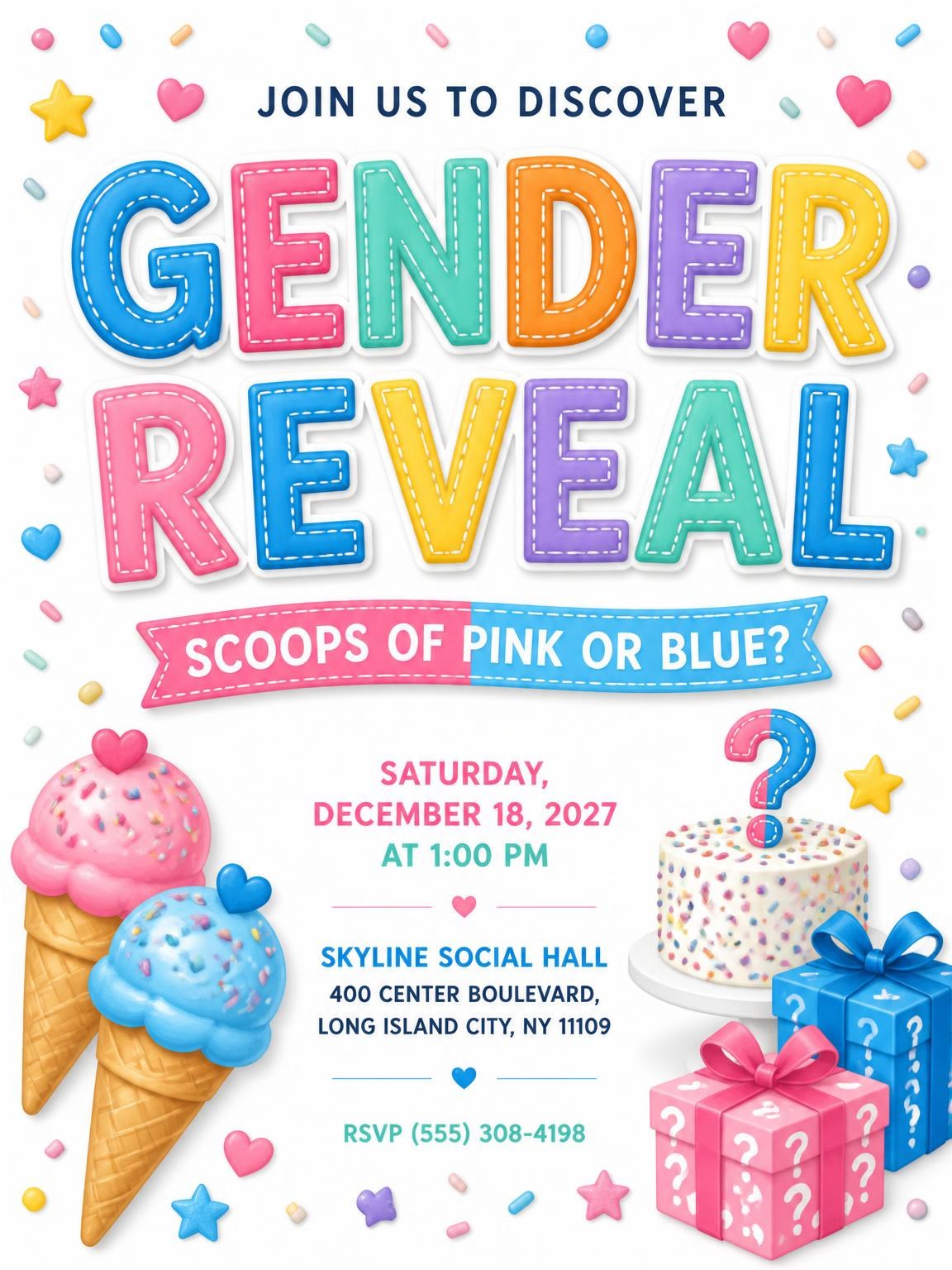 Ice Cream Gender Reveal Invitation
