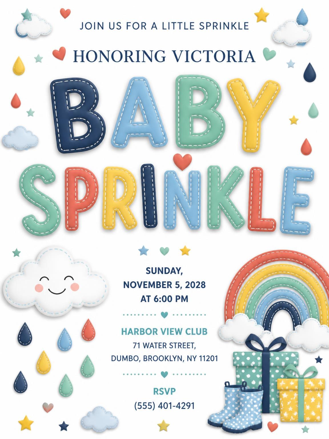 Smiling Cloud Baby Sprinkle Invitation