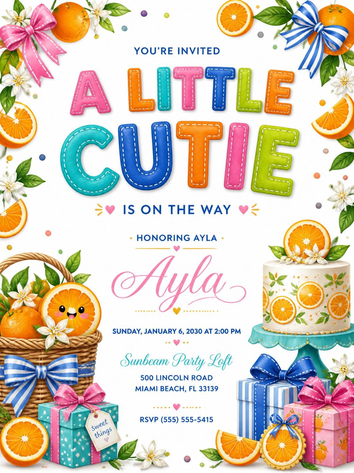 Citrus Garland Baby Shower Invitation